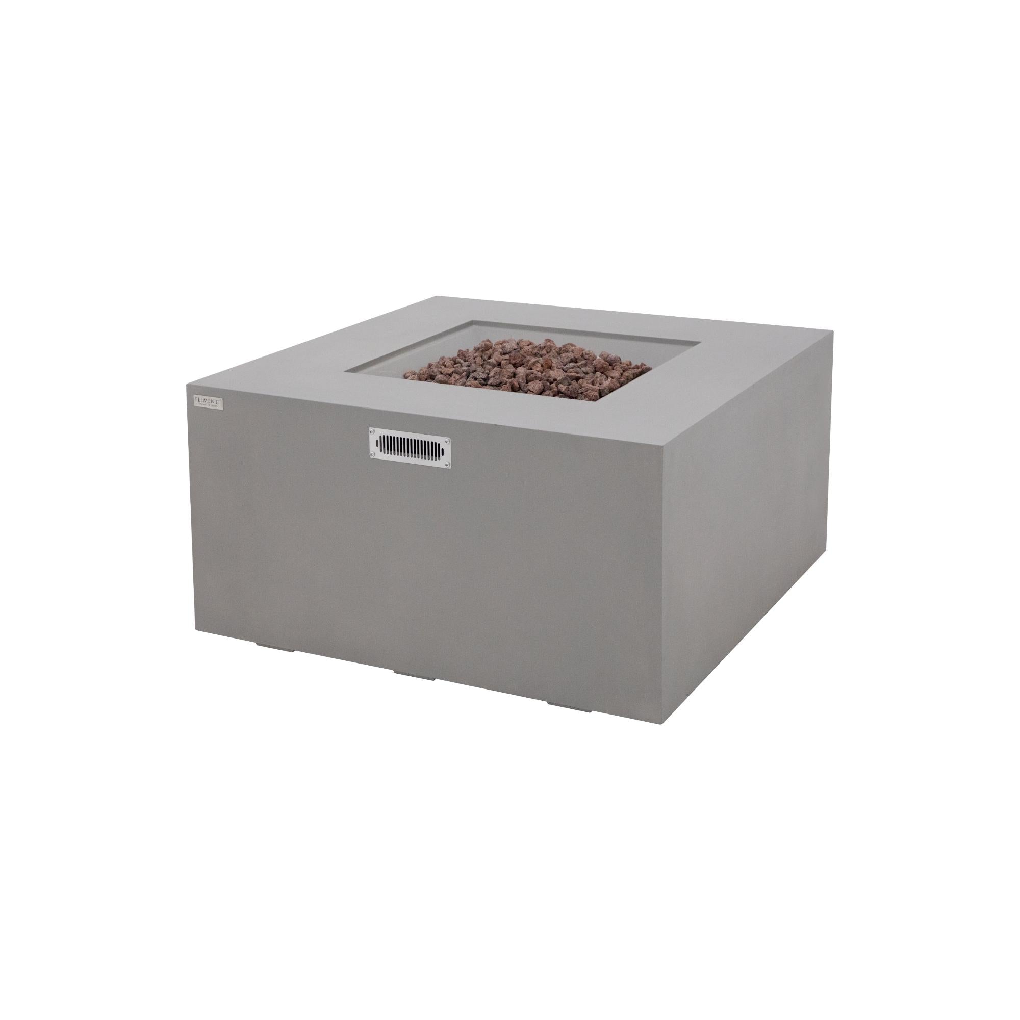 Rocky 43″ Square Concrete Liquid Propane Fire Table with Hidden Tank – Elementi