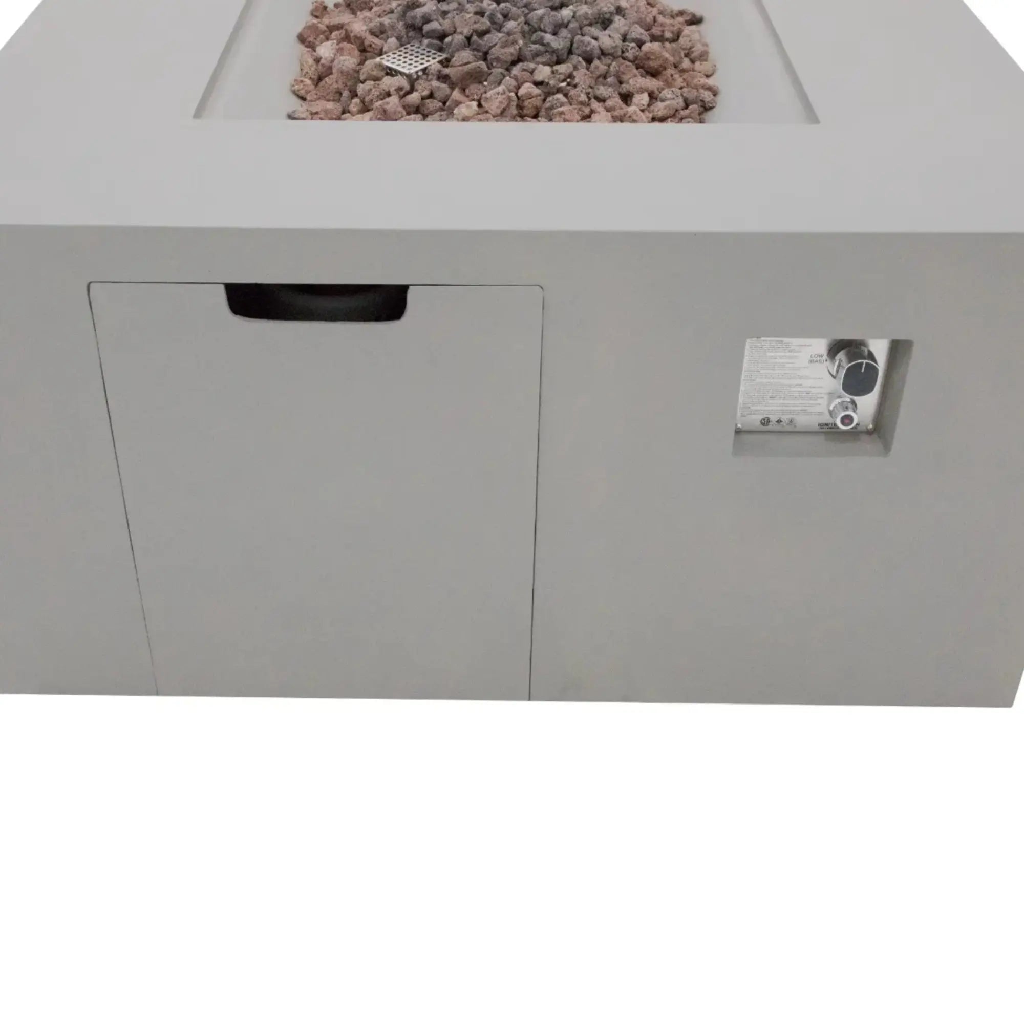 Rocky 43″ Square Concrete Liquid Propane Fire Table with Hidden Tank – Elementi Elementi