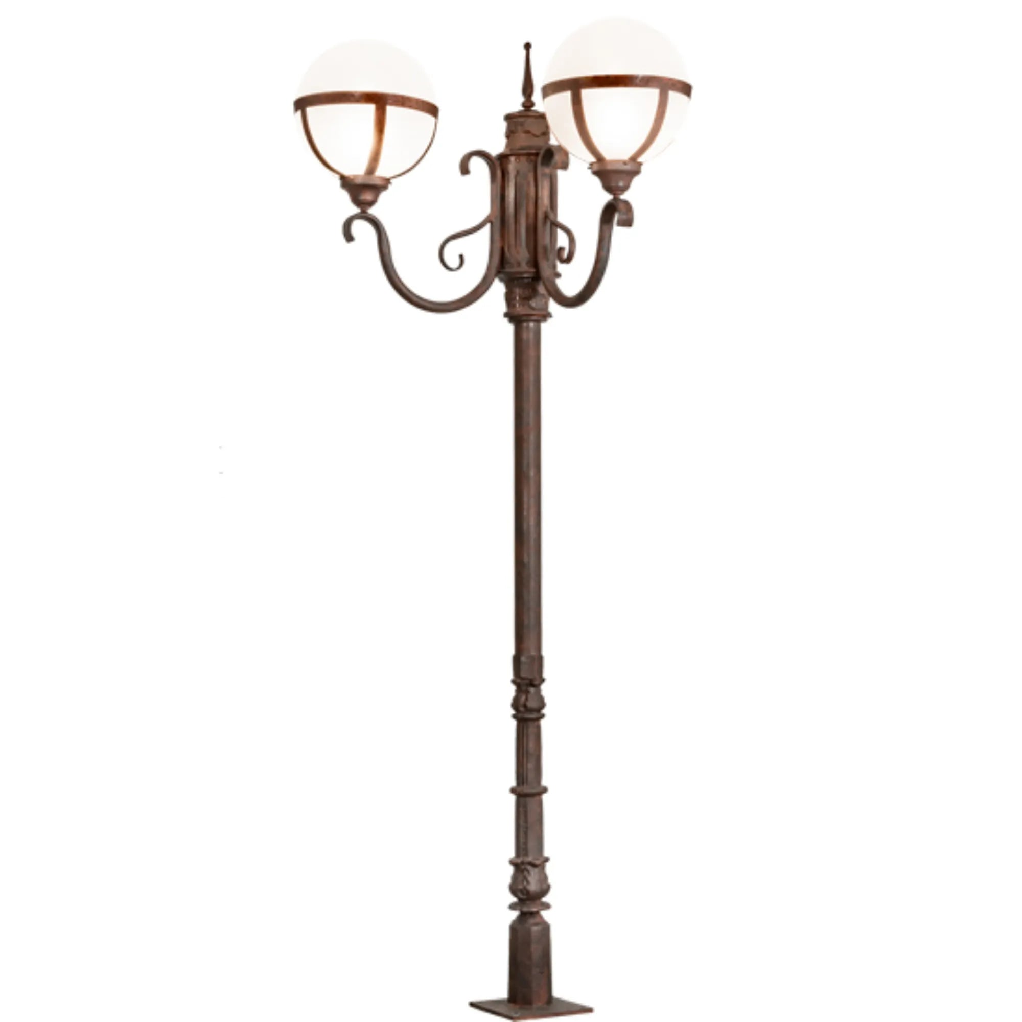 84" High Bola Tavern Street Lamp – Rusty Nail – Contrail Mist Idalight – Wet-Rated – Meyda Lighting