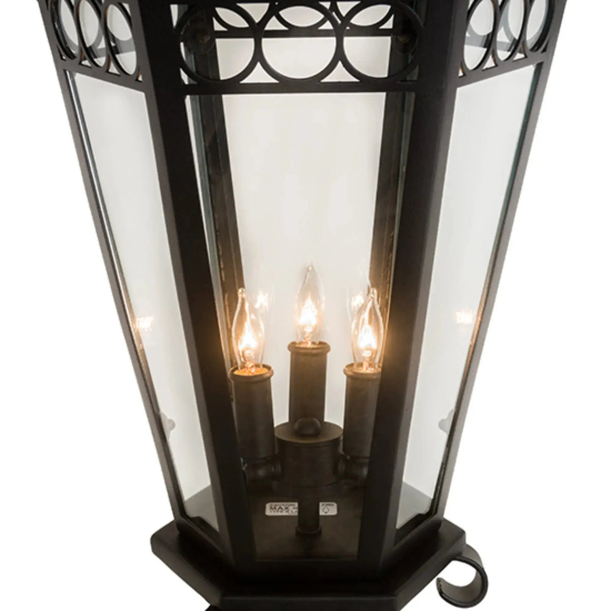 14" Wide Yorkshire Lantern Post Mount – Solar Black – Clear Glass – Wet-Rated – Meyda Lighting Meyda Lighting