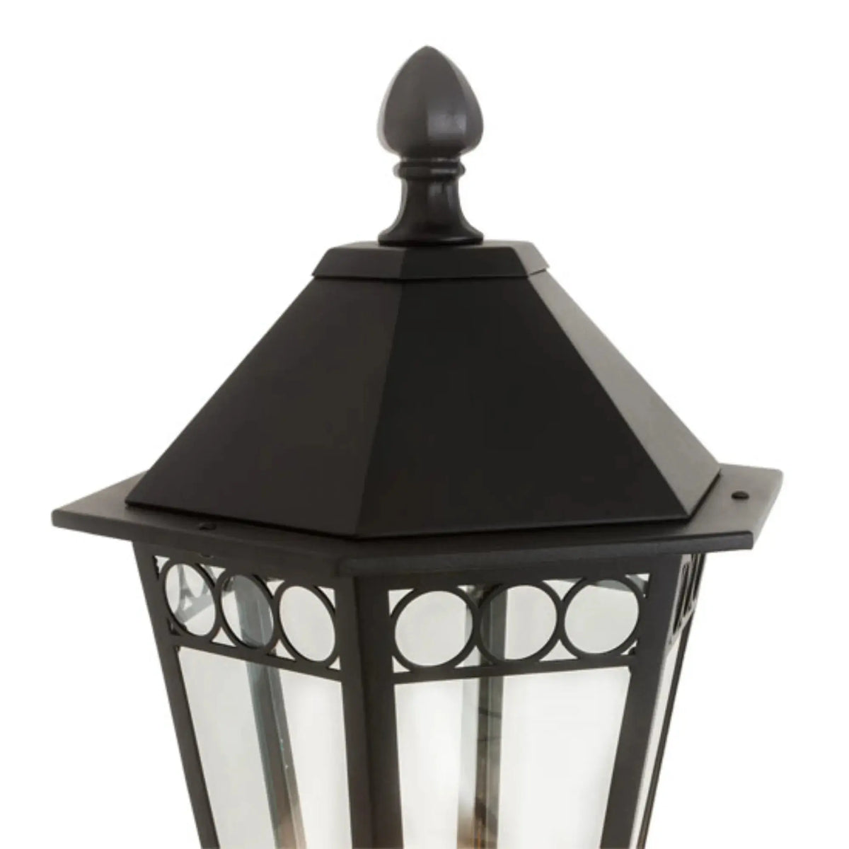 14" Wide Yorkshire Lantern Post Mount – Solar Black – Clear Glass – Wet-Rated – Meyda Lighting Meyda Lighting
