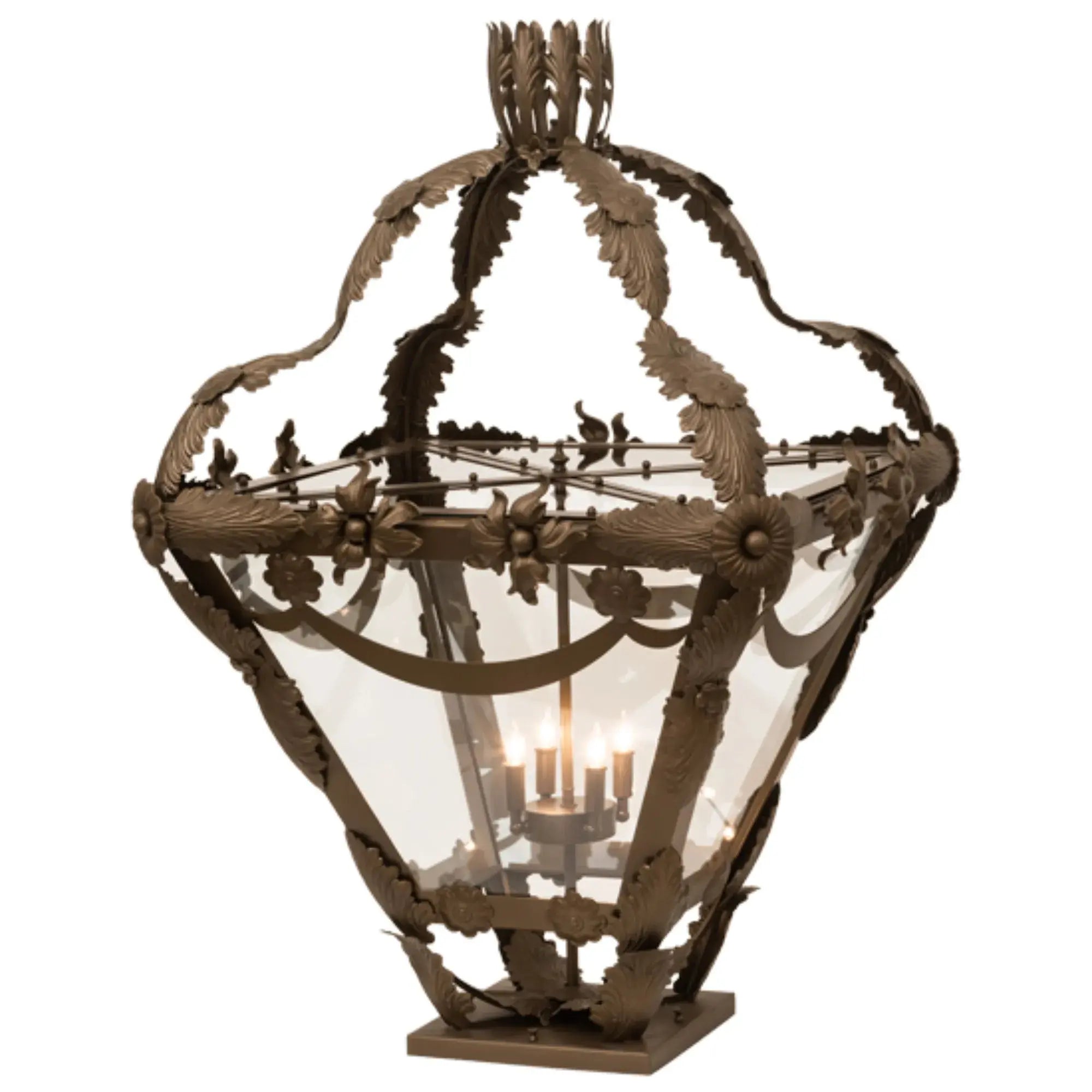 28" Square Symone Pier Mount – Brown Metallic – Clear Glass – Wet-Rated – Meyda Lighting Meyda Lighting