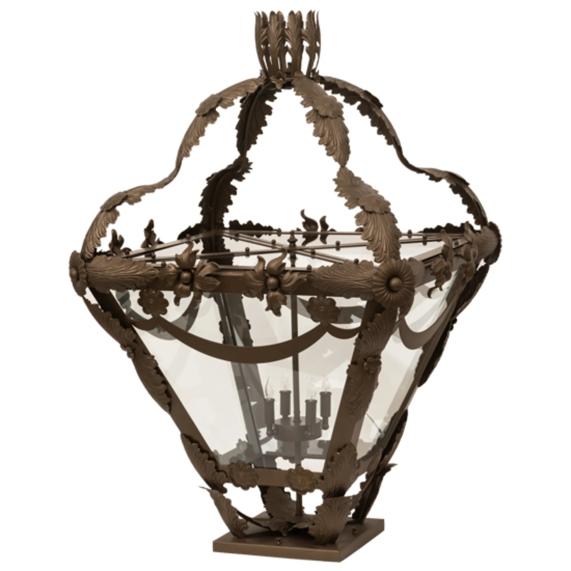 28" Square Symone Pier Mount – Brown Metallic – Clear Glass – Wet-Rated – Meyda Lighting