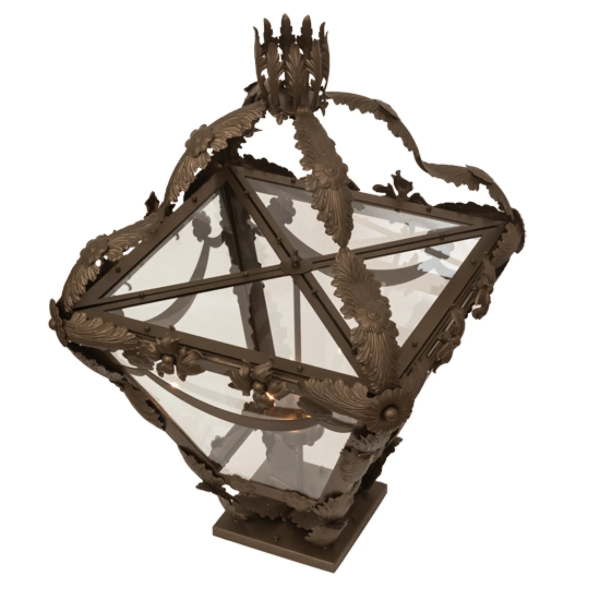 28" Square Symone Pier Mount – Brown Metallic – Clear Glass – Wet-Rated – Meyda Lighting