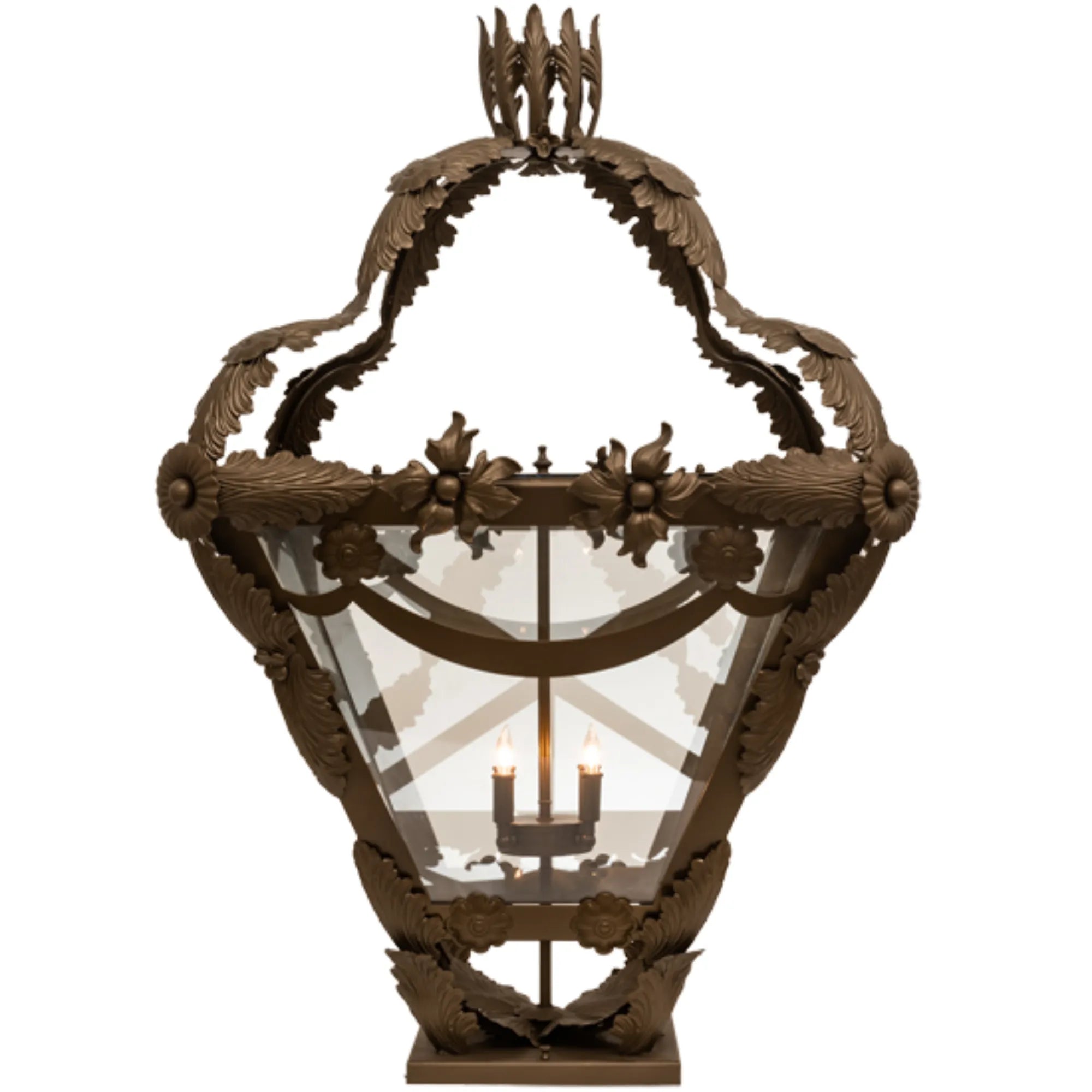 28" Square Symone Pier Mount – Brown Metallic – Clear Glass – Wet-Rated – Meyda Lighting