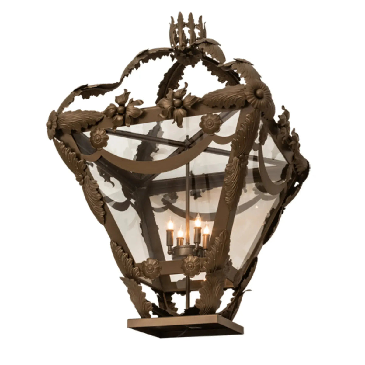 28" Square Symone Pier Mount – Brown Metallic – Clear Glass – Wet-Rated – Meyda Lighting Meyda Lighting