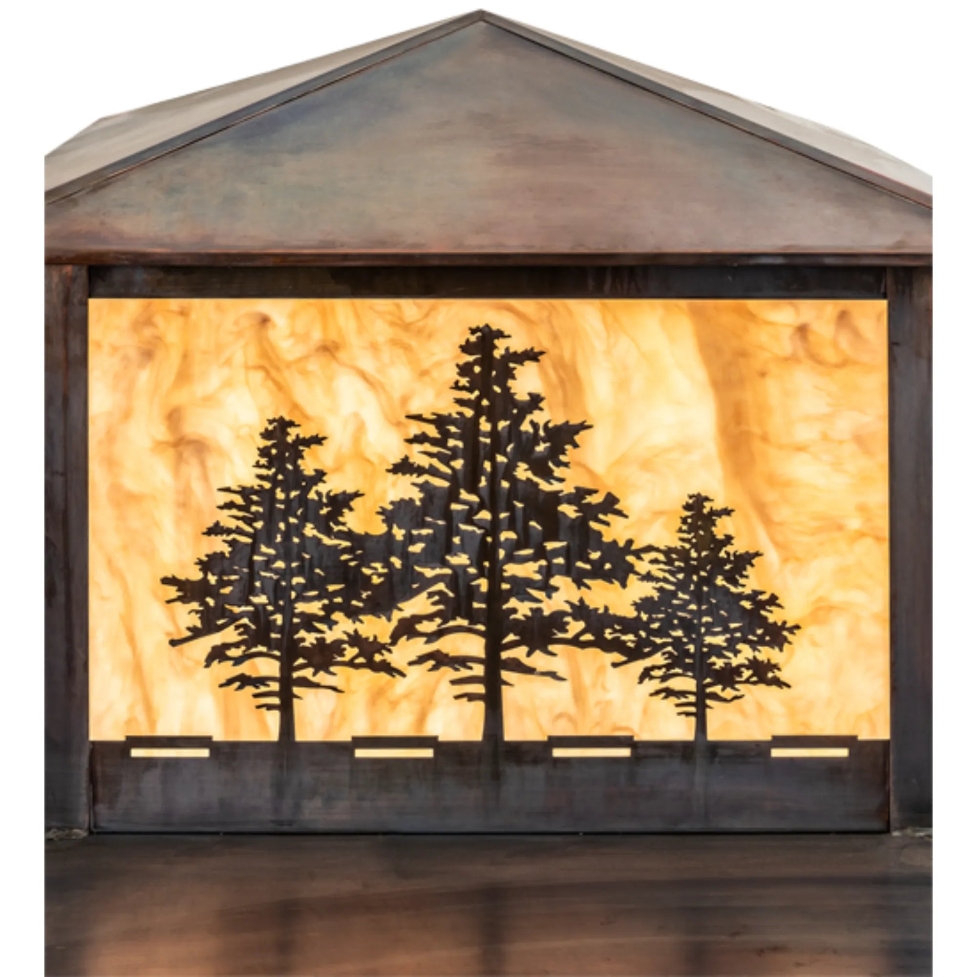 42" Square Tamarack Pier Mount – Vintage Copper – Travertine Idalight – Wet-Rated – Meyda Lighting