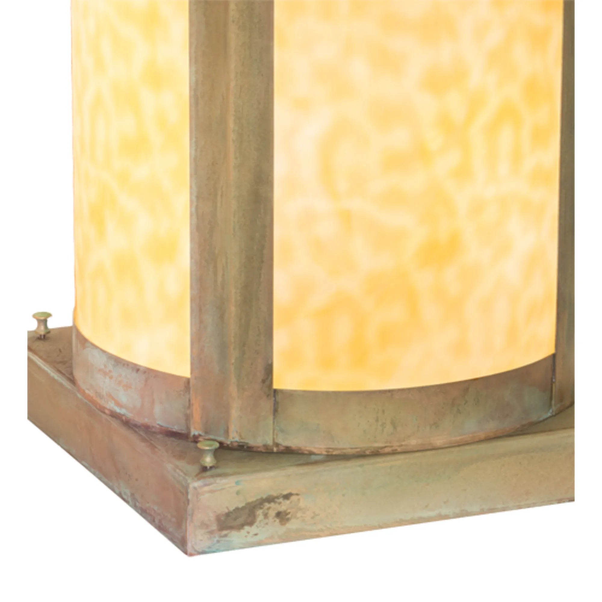 14" Wide Double Bar Mission Pier Mount – Verdigris – Beige Art Glass – Wet-Rated – Meyda Lighting