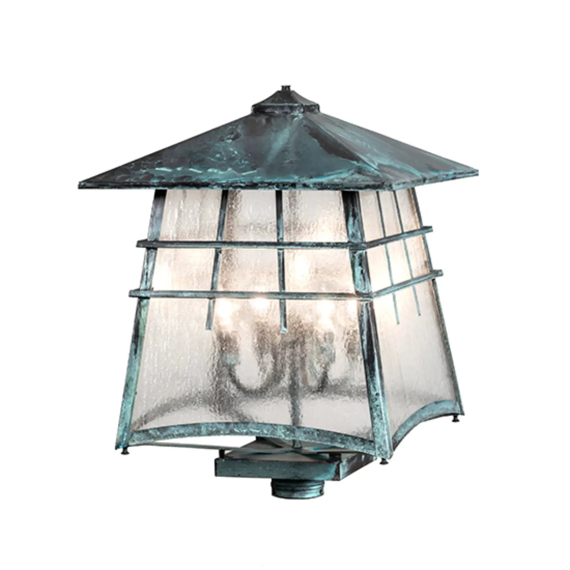 18" Square Stillwater Post Mount – Verdigris – Clear Seeded Glass – Wet-Rated – Meyda Lighting Meyda Lighting