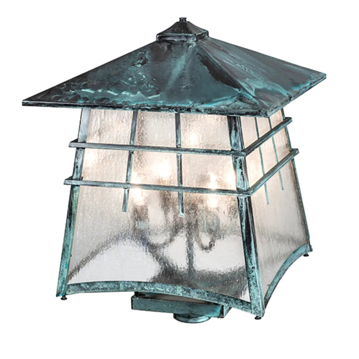 18" Square Stillwater Post Mount – Verdigris – Clear Seeded Glass – Wet-Rated – Meyda Lighting Meyda Lighting