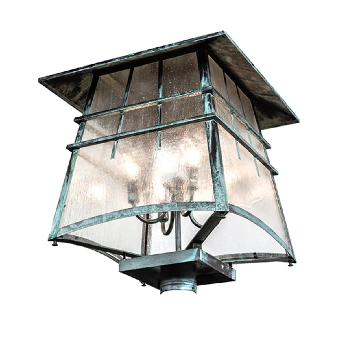 18" Square Stillwater Post Mount – Verdigris – Clear Seeded Glass – Wet-Rated – Meyda Lighting Meyda Lighting