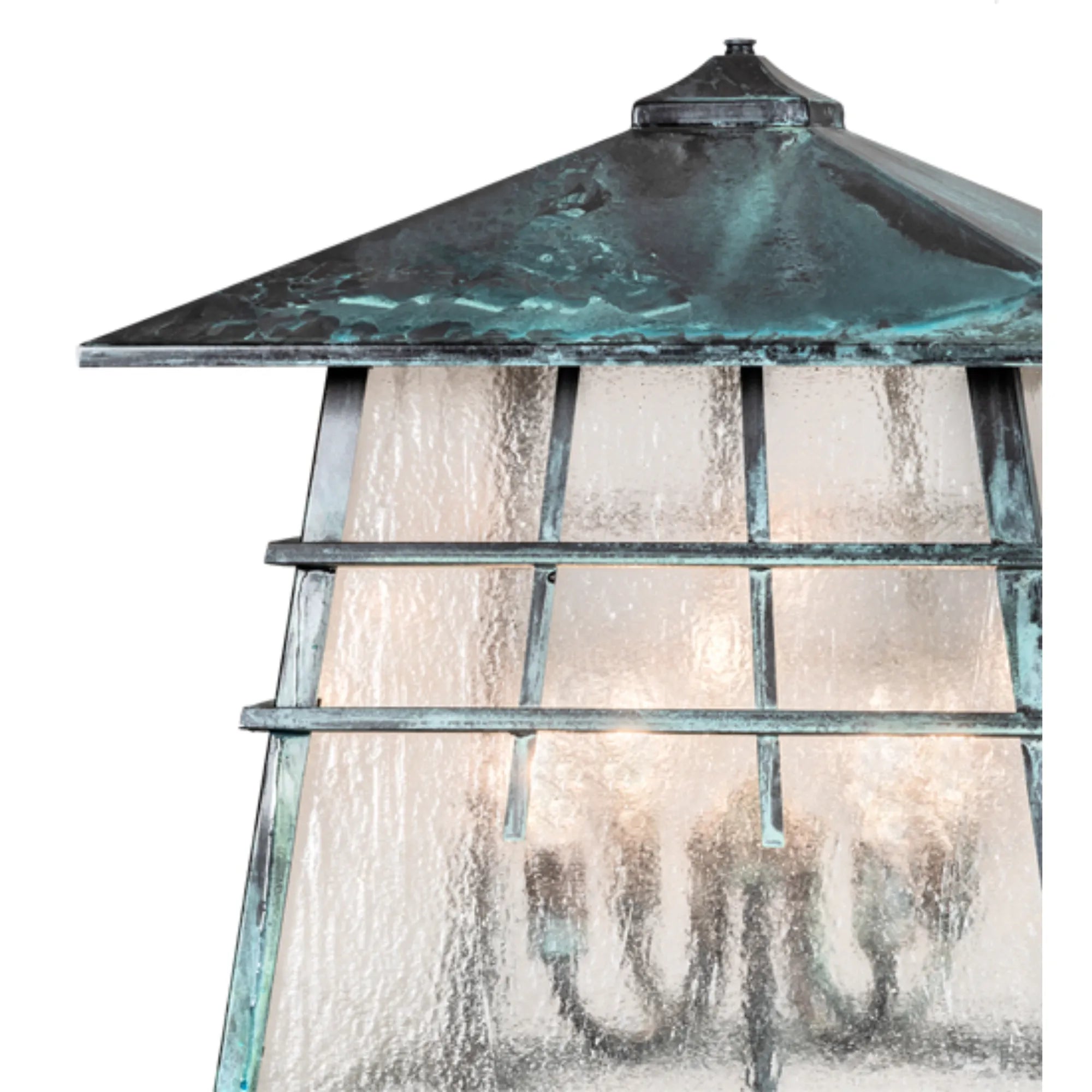 18" Square Stillwater Post Mount – Verdigris – Clear Seeded Glass – Wet-Rated – Meyda Lighting