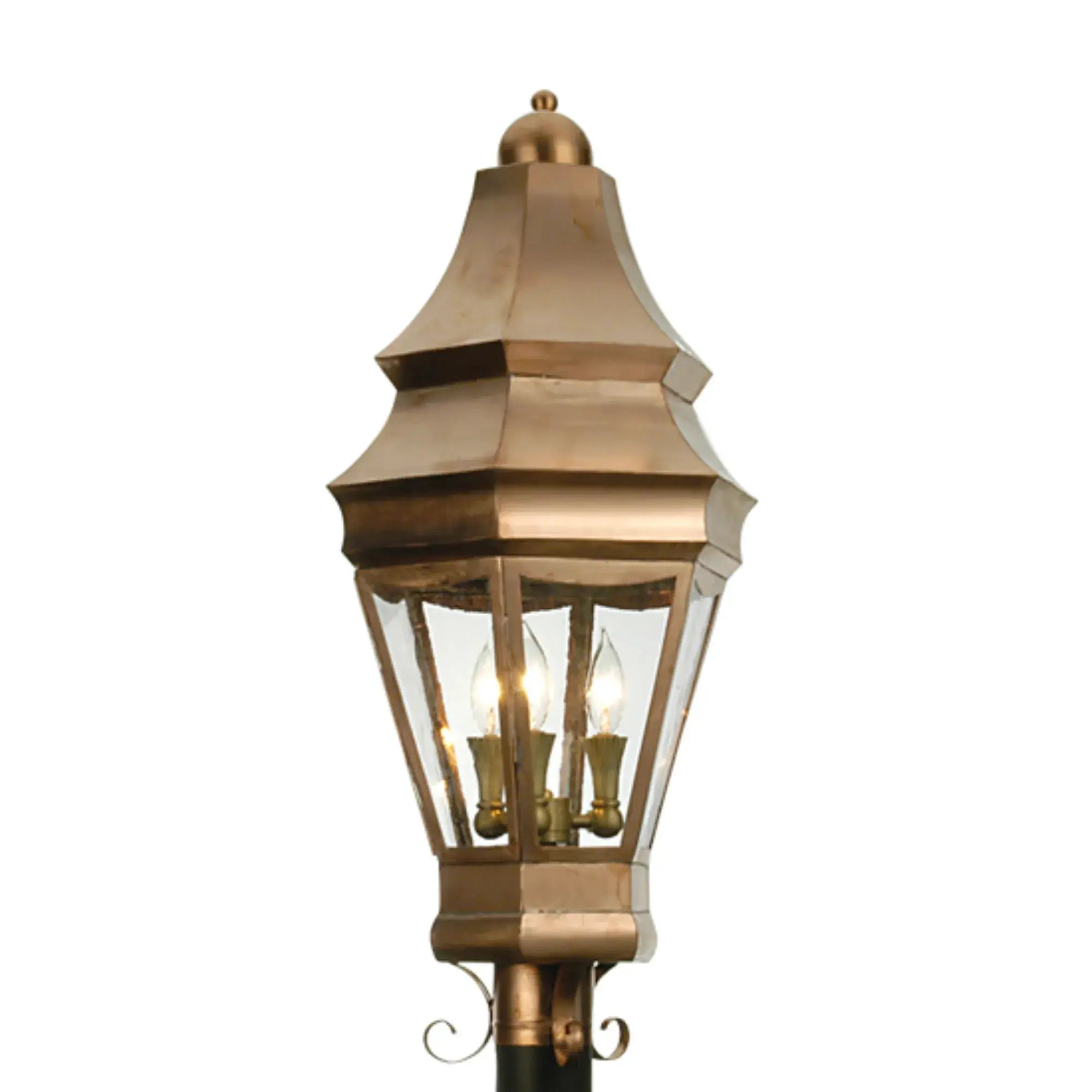 14" Wide Statesboro Post Mount – Raw Copper – Clear Glass – Wet-Rated – Meyda Lighting Meyda Lighting