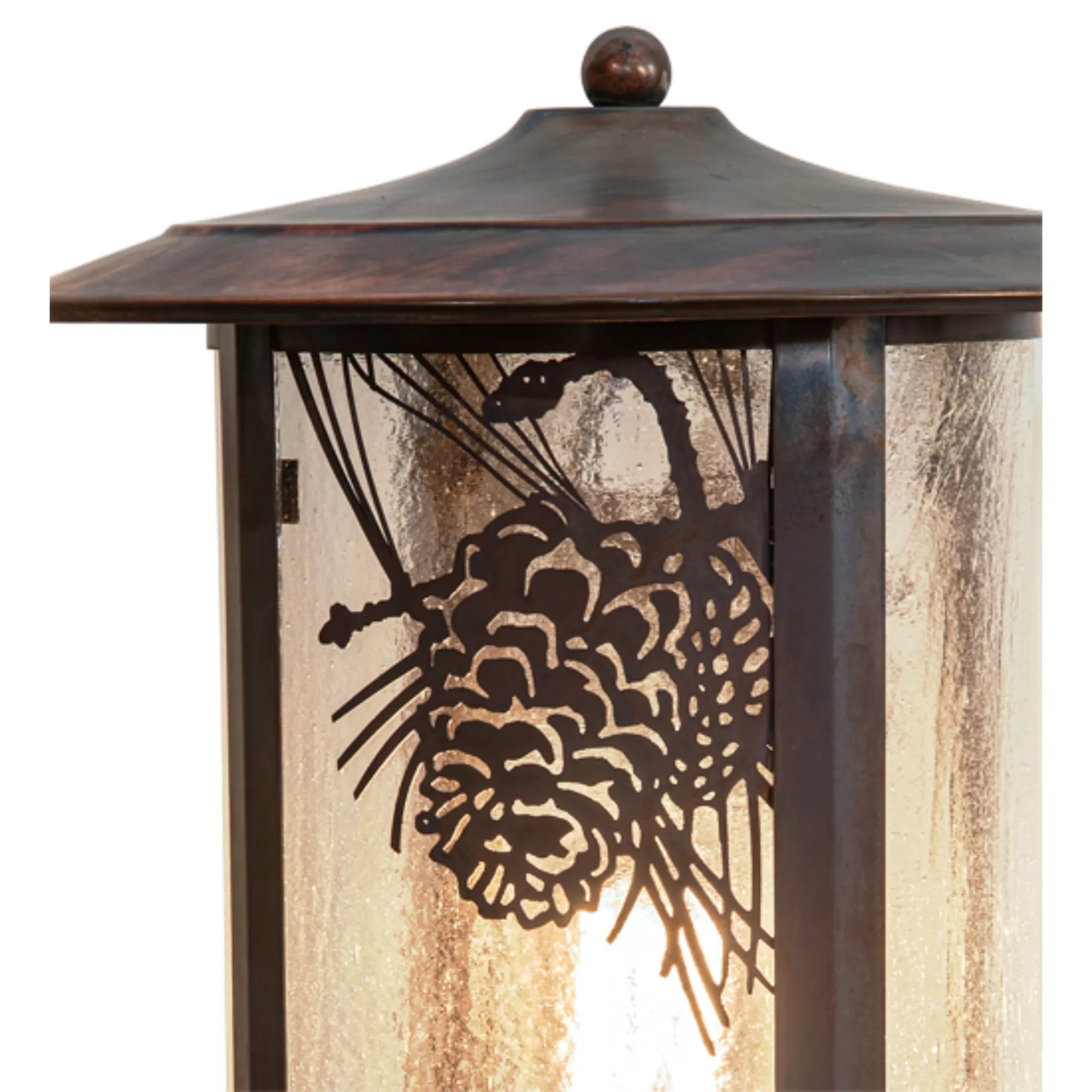 10" Wide Fulton Winter Pine Pier Mount – Vintage Copper – Wet-Rated – Meyda Lighting