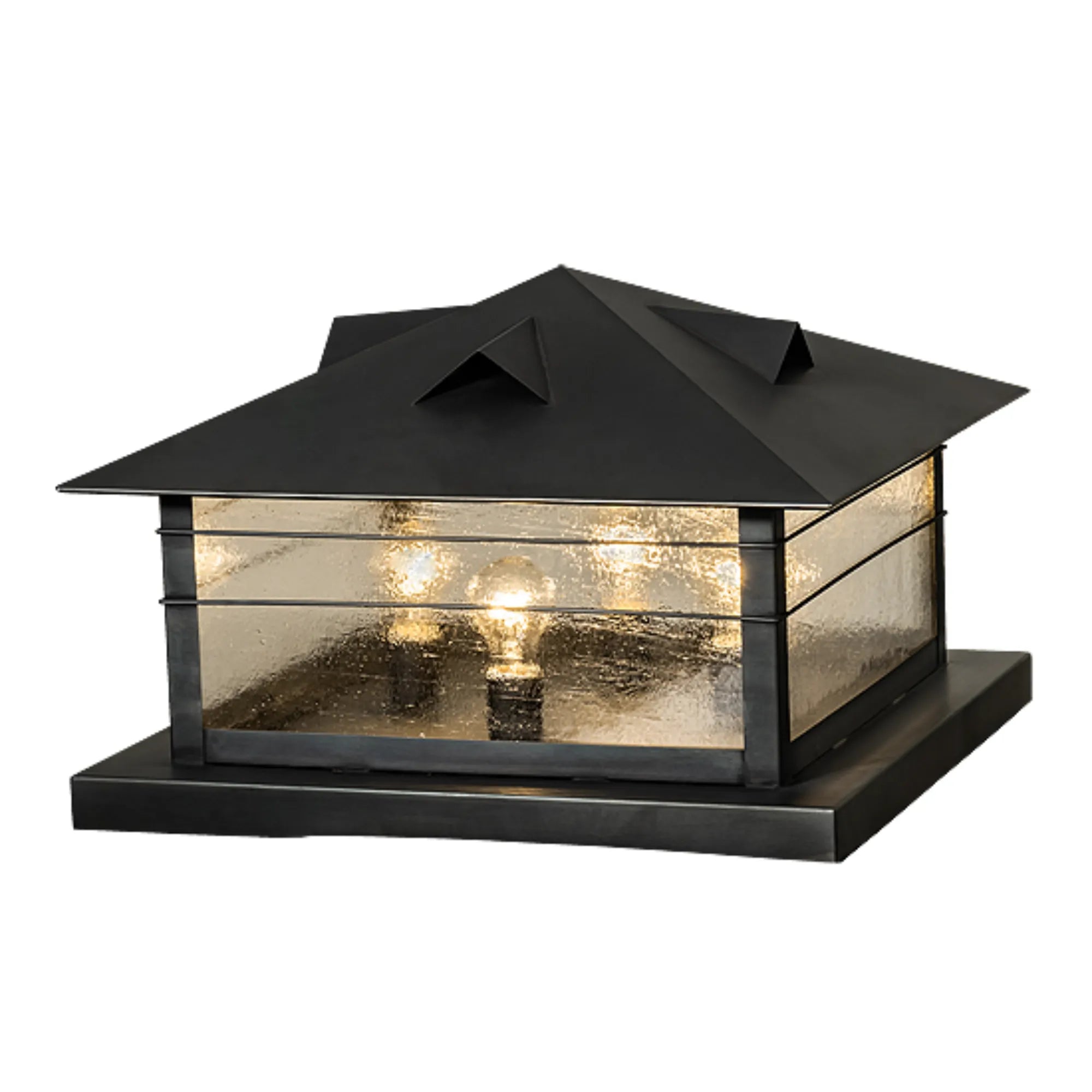 22" Square Arrowhead Pier Mount – Black – Clear Seeded Glass – Wet-Rated – Meyda Lighting