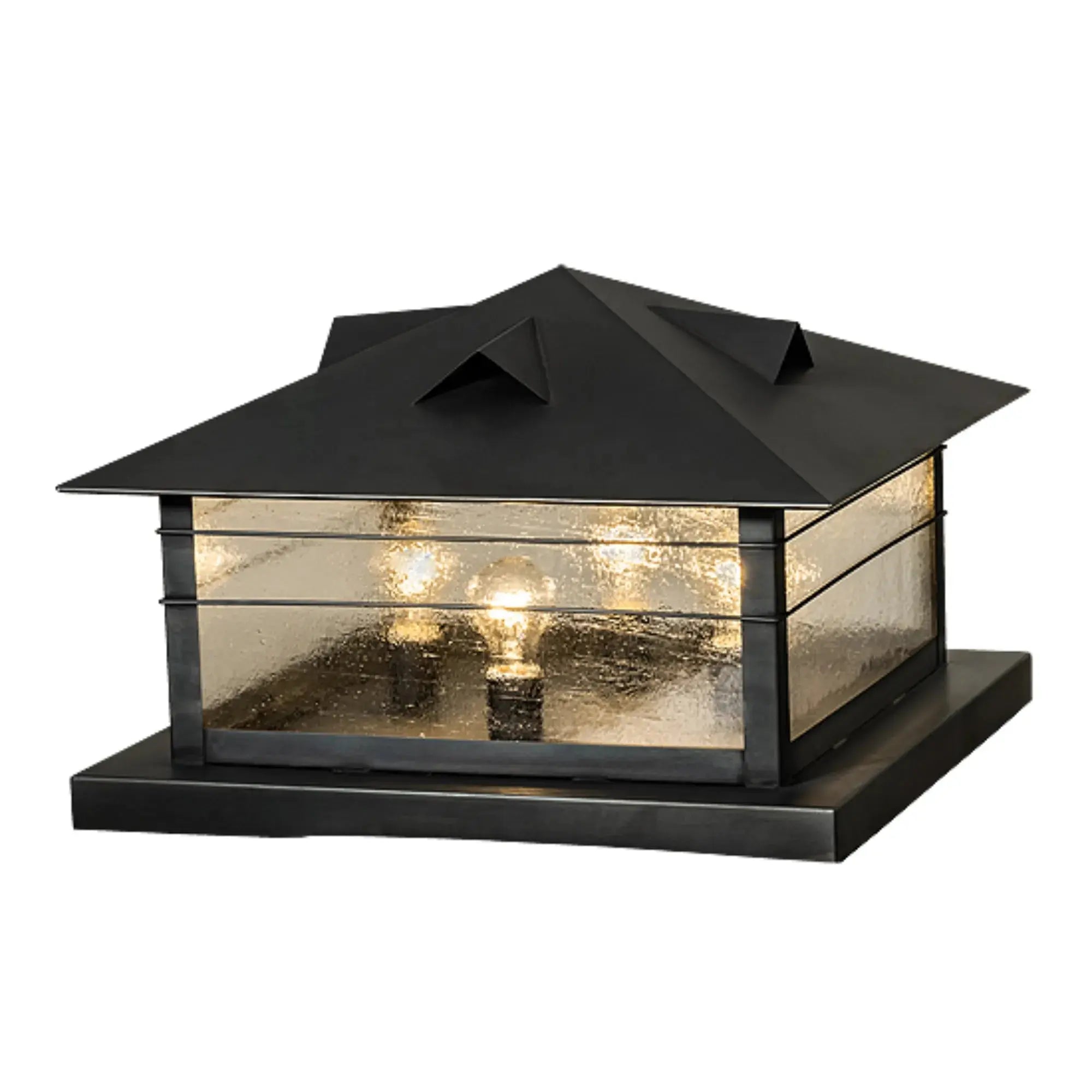 22" Square Arrowhead Pier Mount – Black – Clear Seeded Glass – Wet-Rated – Meyda Lighting Meyda Lighting