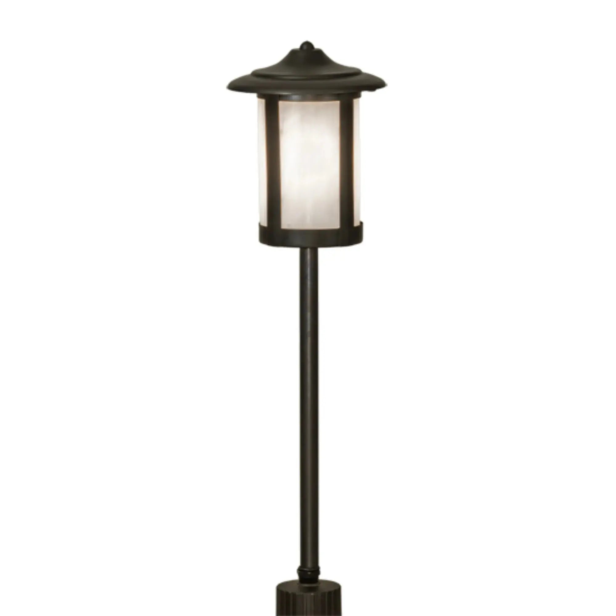 21" High Fulton Prime Landscape Fixture – Craftsman Brown – White Art Glass – Meyda Lighting Meyda Lighting