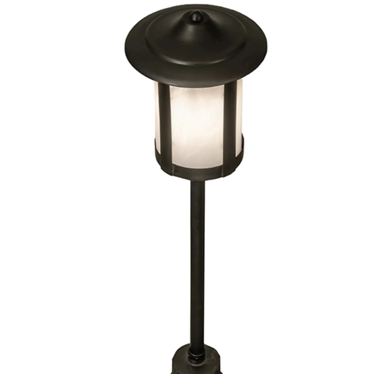 21" High Fulton Prime Landscape Fixture – Craftsman Brown – White Art Glass – Meyda Lighting Meyda Lighting