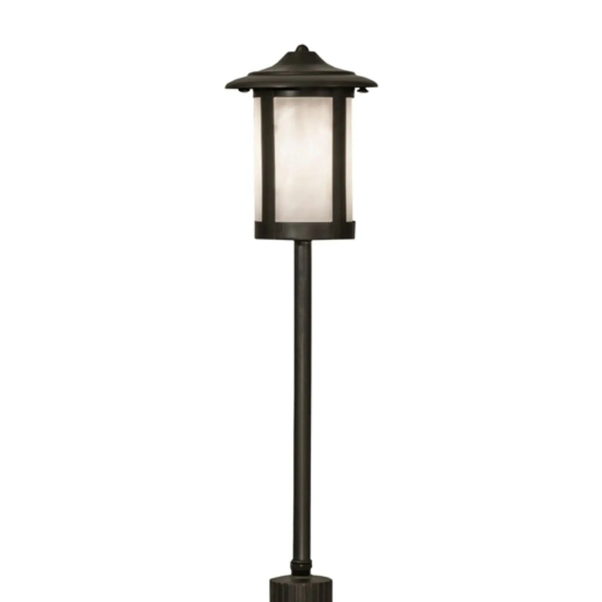 21" High Fulton Prime Landscape Fixture – Craftsman Brown – White Art Glass – Meyda Lighting Meyda Lighting