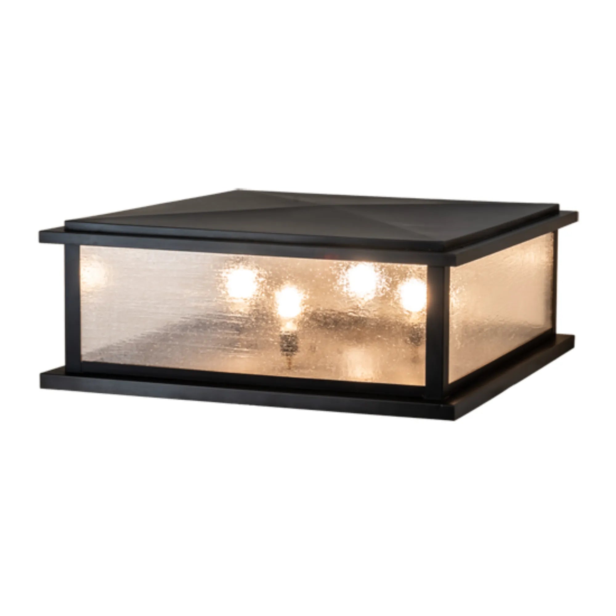 37" Square Mission Prime Pier Mount – Craftsman Brown – Clear Seeded – Wet-Rated – Meyda Lighting