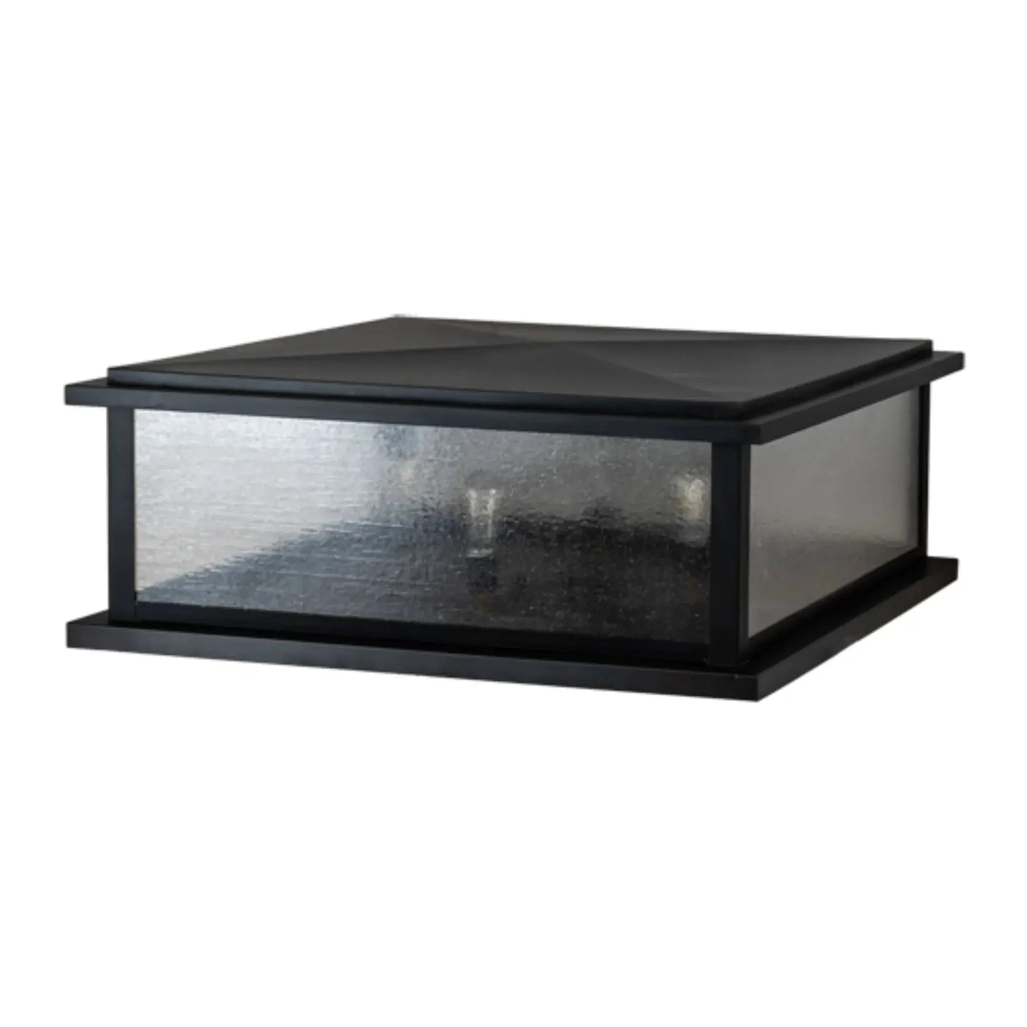 37" Square Mission Prime Pier Mount – Craftsman Brown – Clear Seeded – Wet-Rated – Meyda Lighting Meyda Lighting