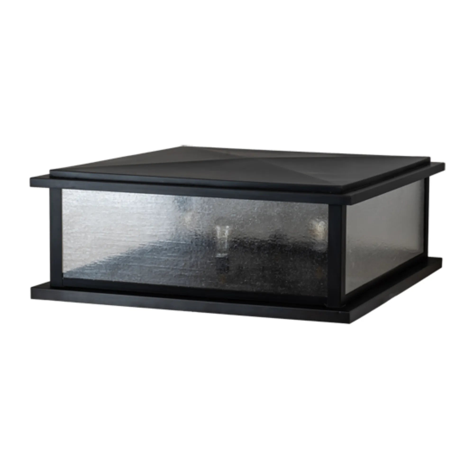 37" Square Mission Prime Pier Mount – Craftsman Brown – Clear Seeded – Wet-Rated – Meyda Lighting