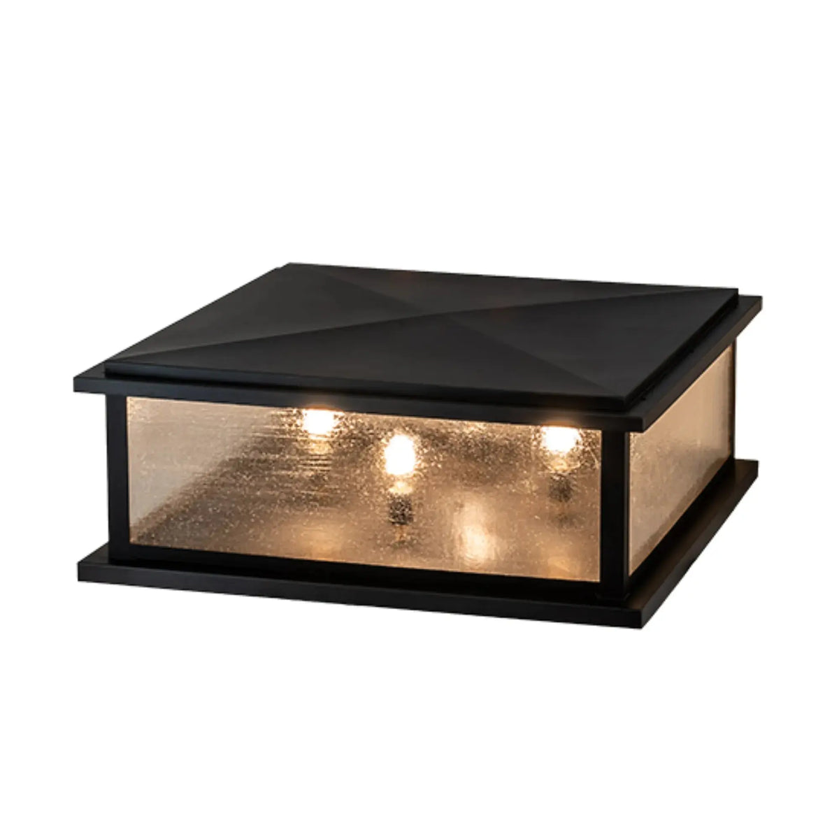37" Square Mission Prime Pier Mount – Craftsman Brown – Clear Seeded – Wet-Rated – Meyda Lighting Meyda Lighting