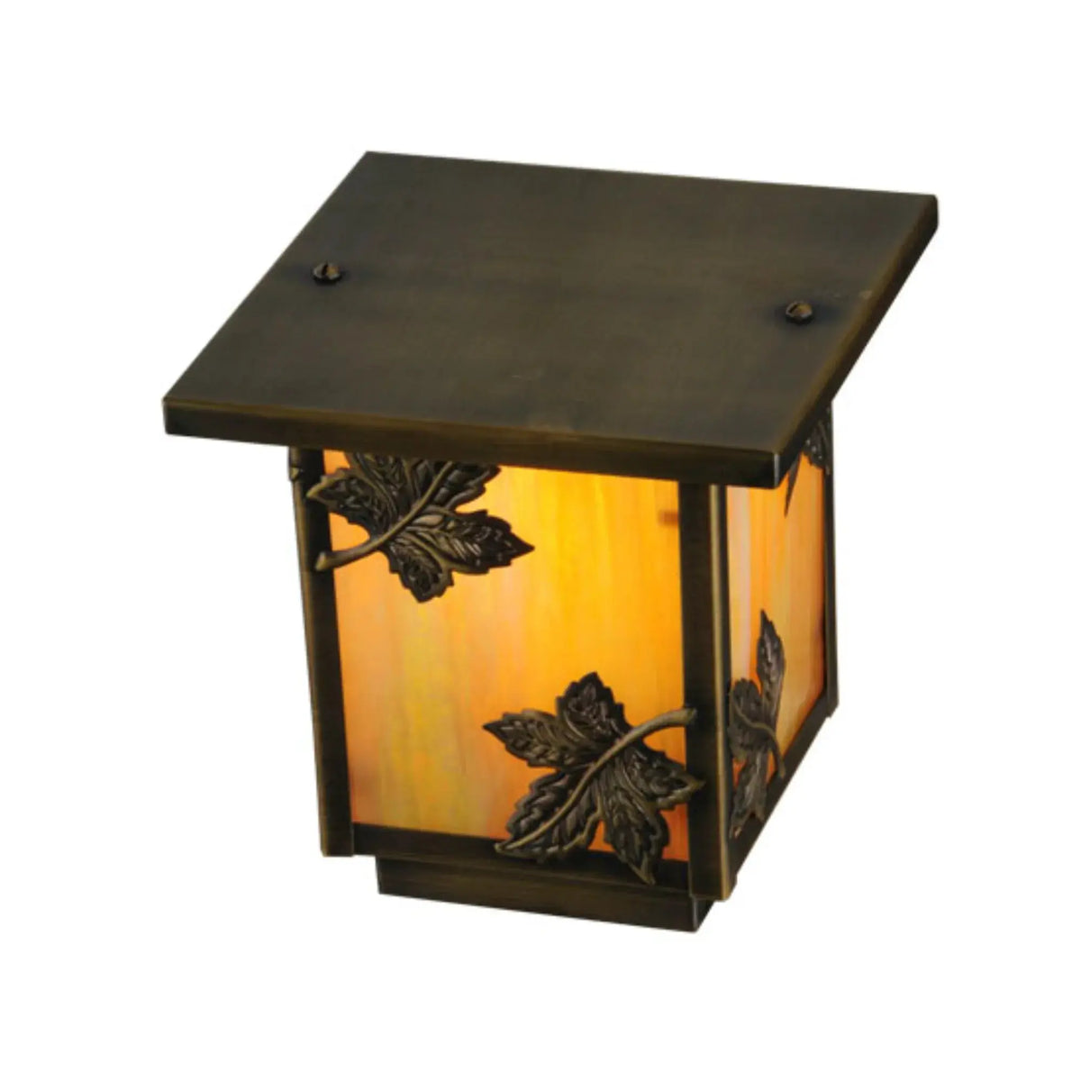 6.5"Sq Hyde Park Maple Leaf Deck Light – Antique Brass – Wet-Rated – Meyda Lighting Meyda Lighting