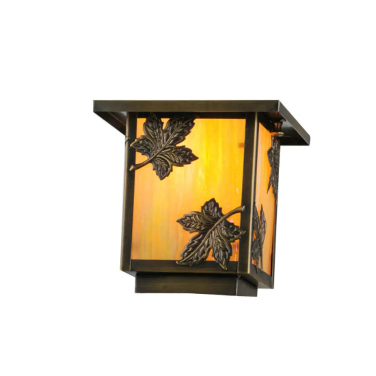 6.5"Sq Hyde Park Maple Leaf Deck Light – Antique Brass – Wet-Rated – Meyda Lighting Meyda Lighting
