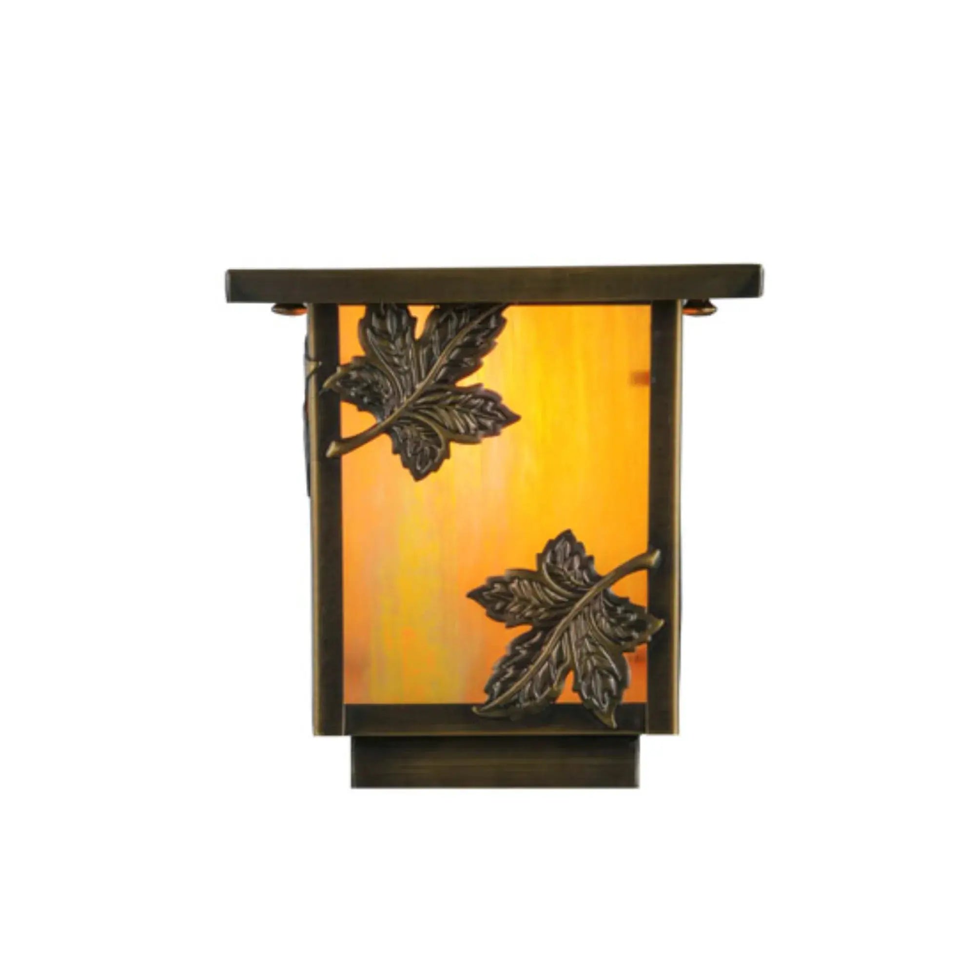 6.5"Sq Hyde Park Maple Leaf Deck Light – Antique Brass – Wet-Rated – Meyda Lighting Meyda Lighting