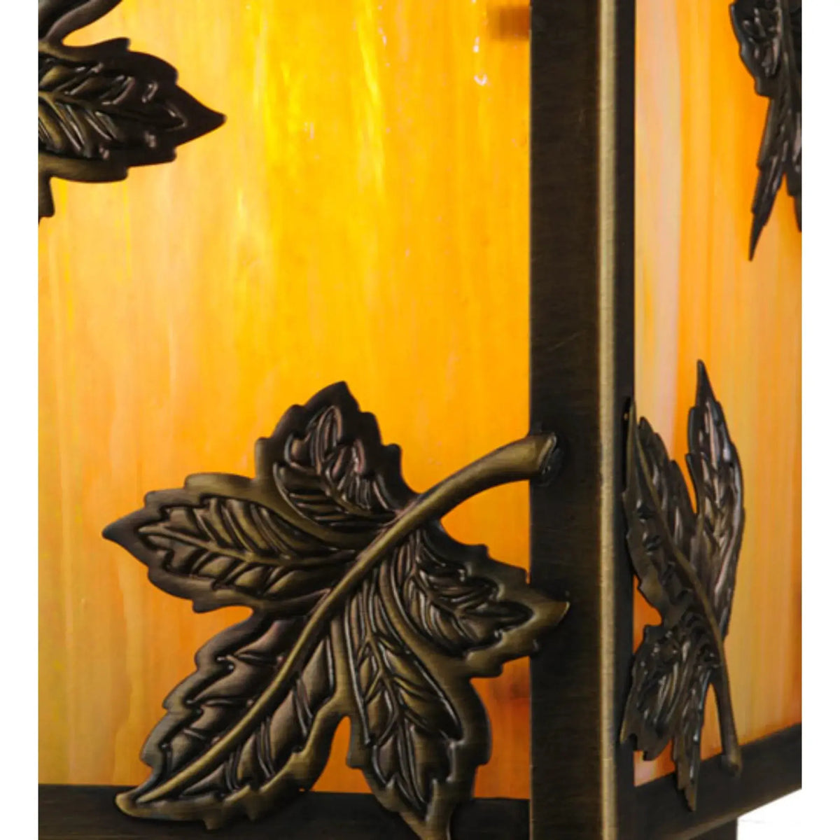6.5"Sq Hyde Park Maple Leaf Deck Light – Antique Brass – Wet-Rated – Meyda Lighting Meyda Lighting