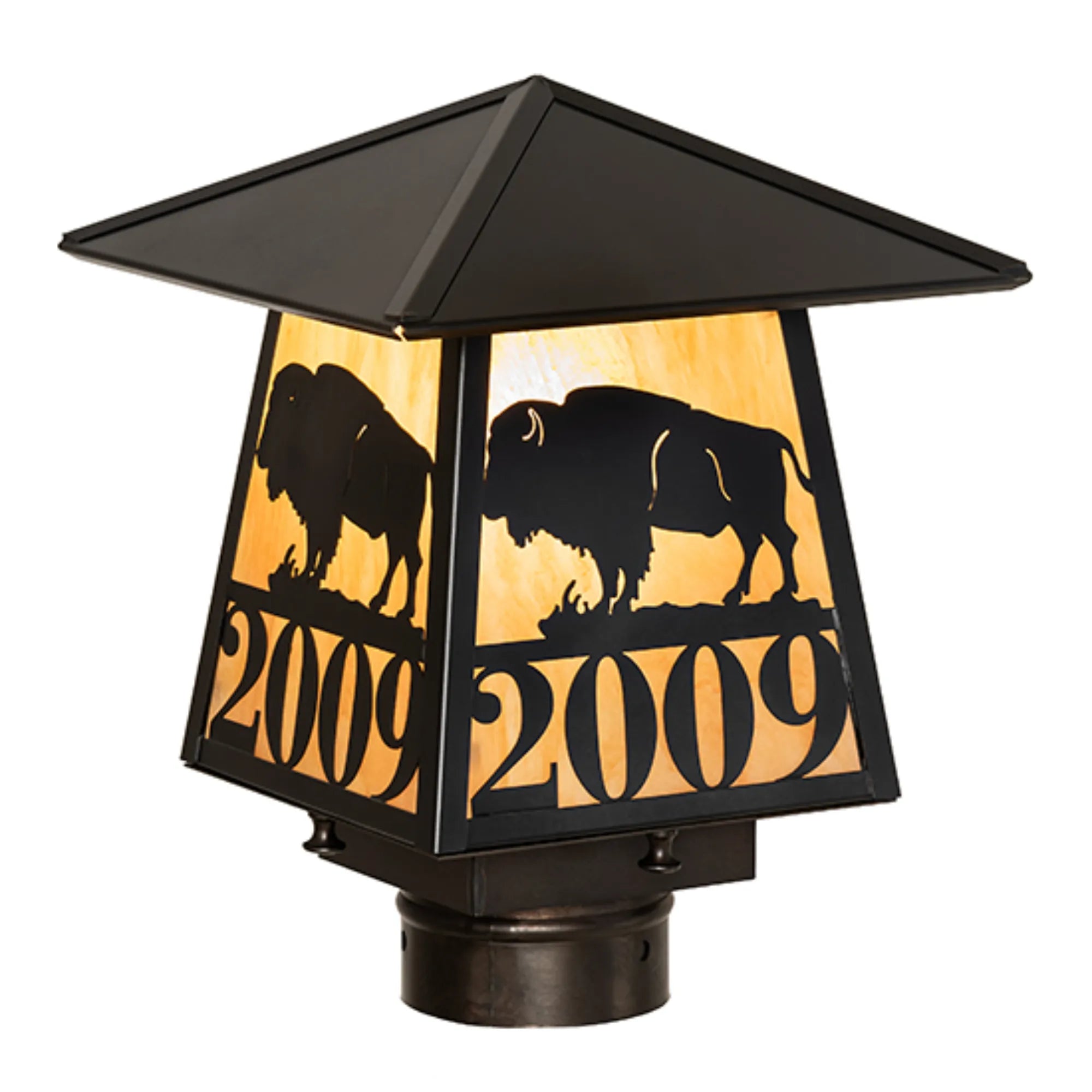 8" Square Personalized Buffalo Post Mount – Craftsman Brown – Wet-Rated – Meyda Lighting