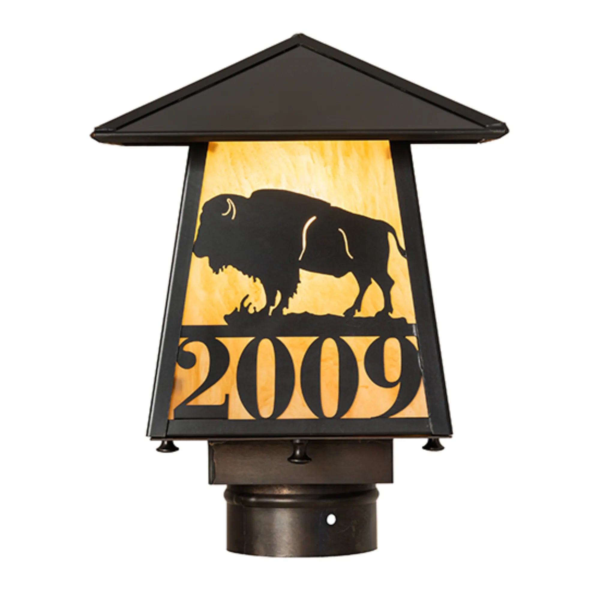 8" Square Personalized Buffalo Post Mount – Craftsman Brown – Wet-Rated – Meyda Lighting