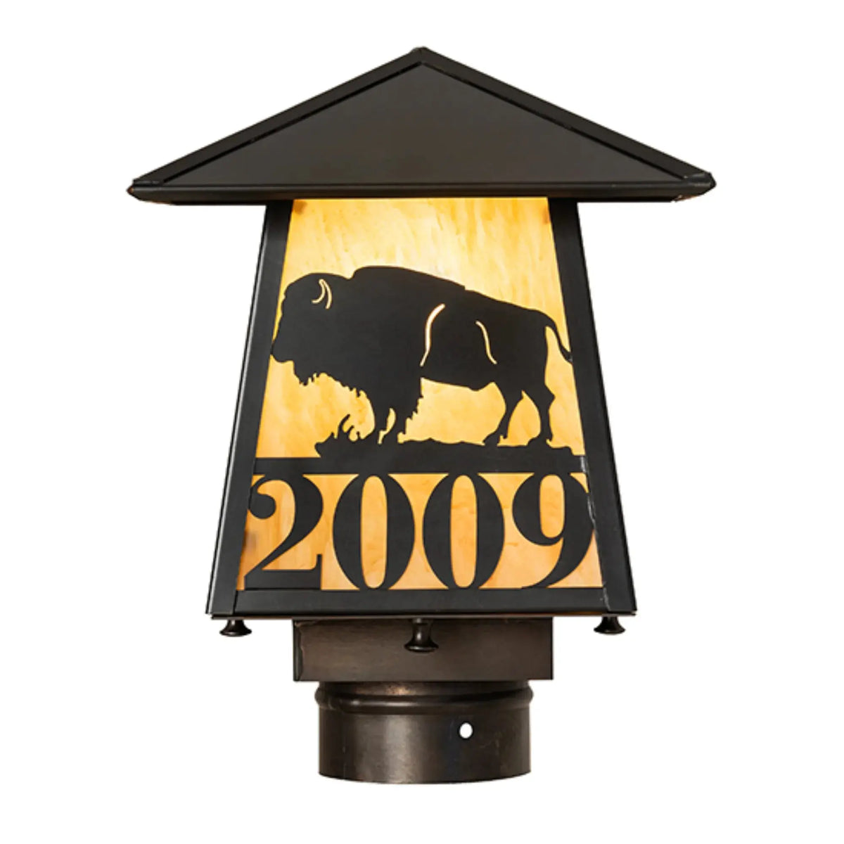 8" Square Personalized Buffalo Post Mount – Craftsman Brown – Wet-Rated – Meyda Lighting Meyda Lighting
