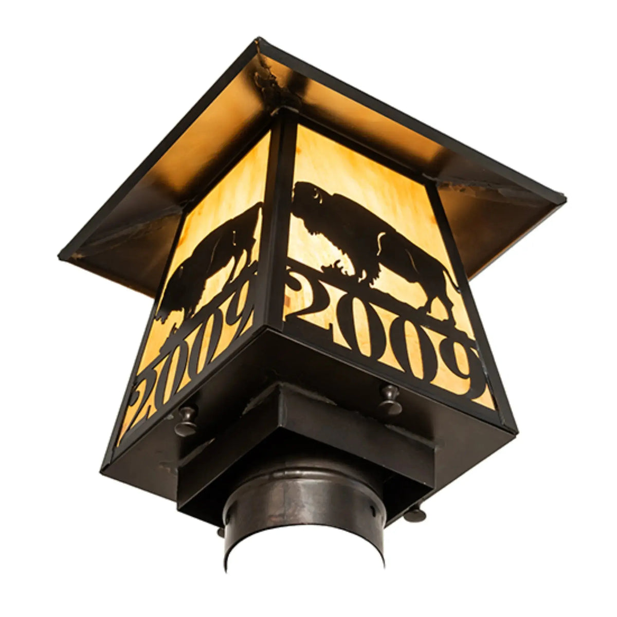 8" Square Personalized Buffalo Post Mount – Craftsman Brown – Wet-Rated – Meyda Lighting Meyda Lighting