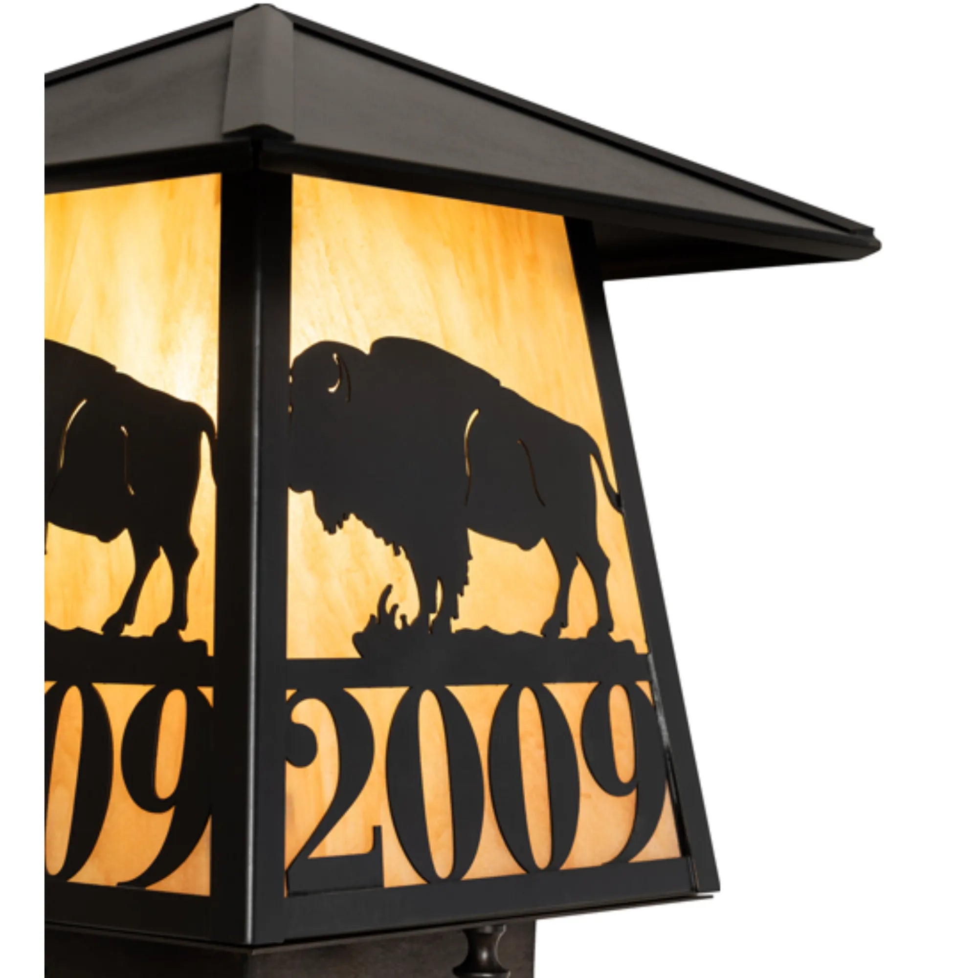 8" Square Personalized Buffalo Post Mount – Craftsman Brown – Wet-Rated – Meyda Lighting