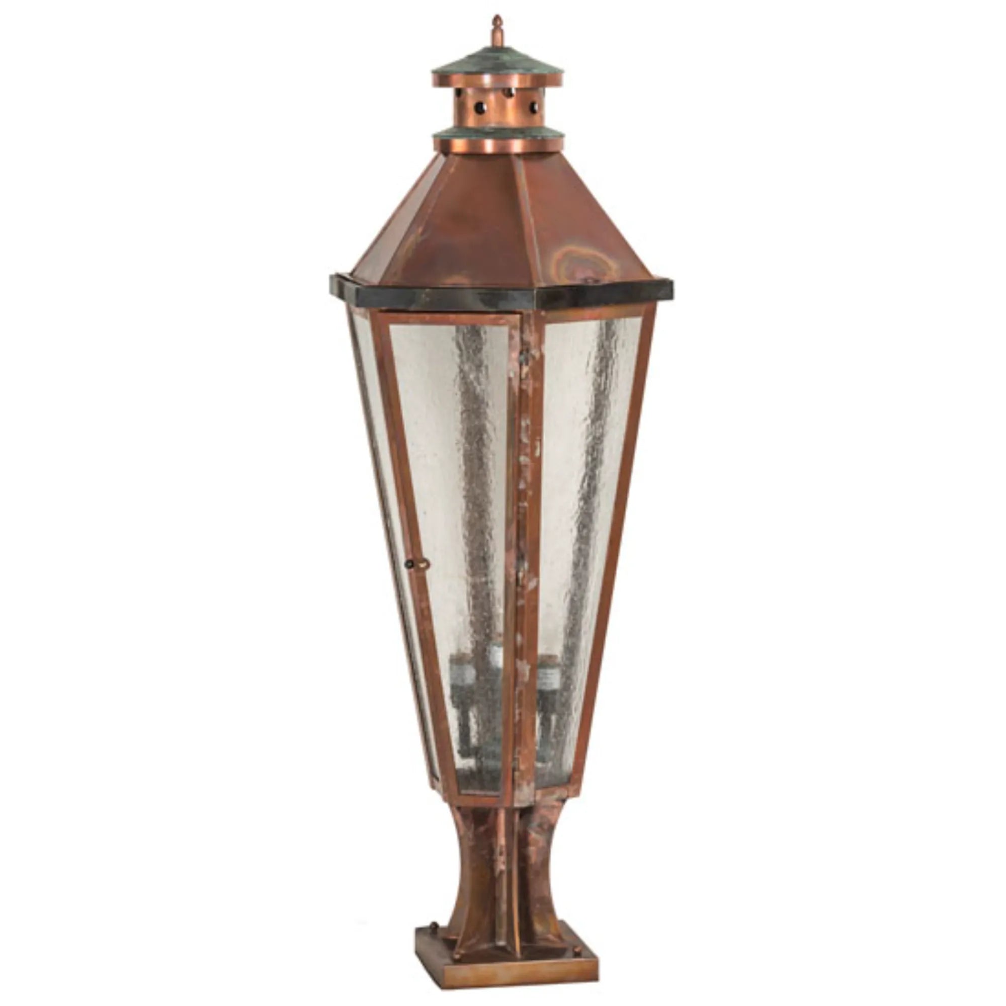 14" Wide Millesime Pier Mount – Vintage Copper and Craftsman Verdi – Wet-Rated – Meyda Lighting