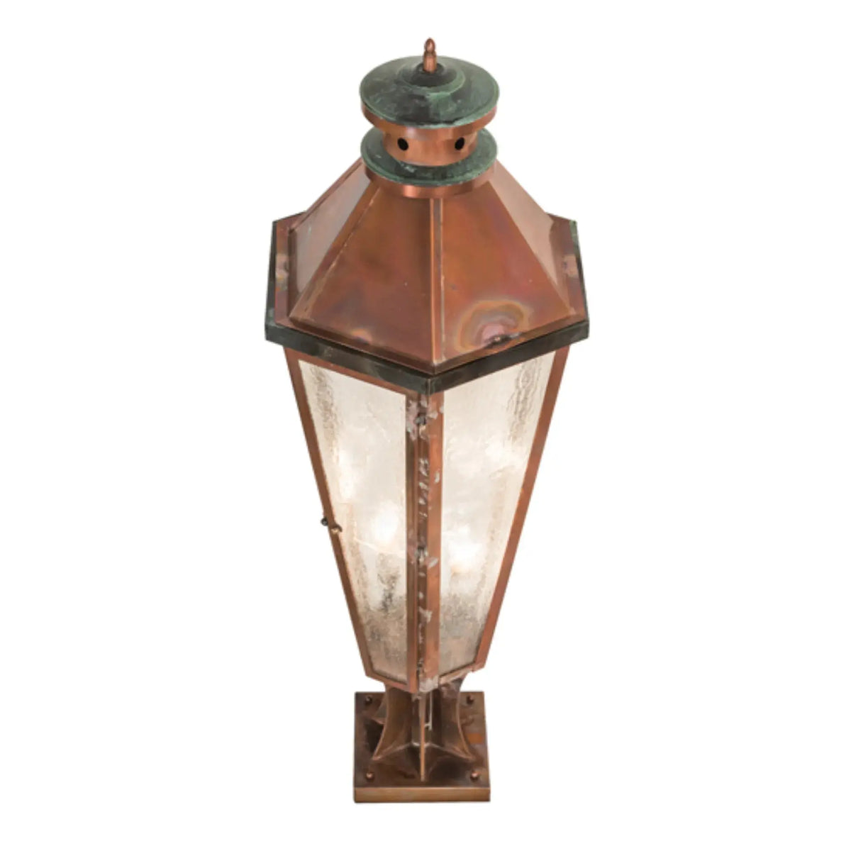 14" Wide Millesime Pier Mount – Vintage Copper and Craftsman Verdi – Wet-Rated – Meyda Lighting Meyda Lighting