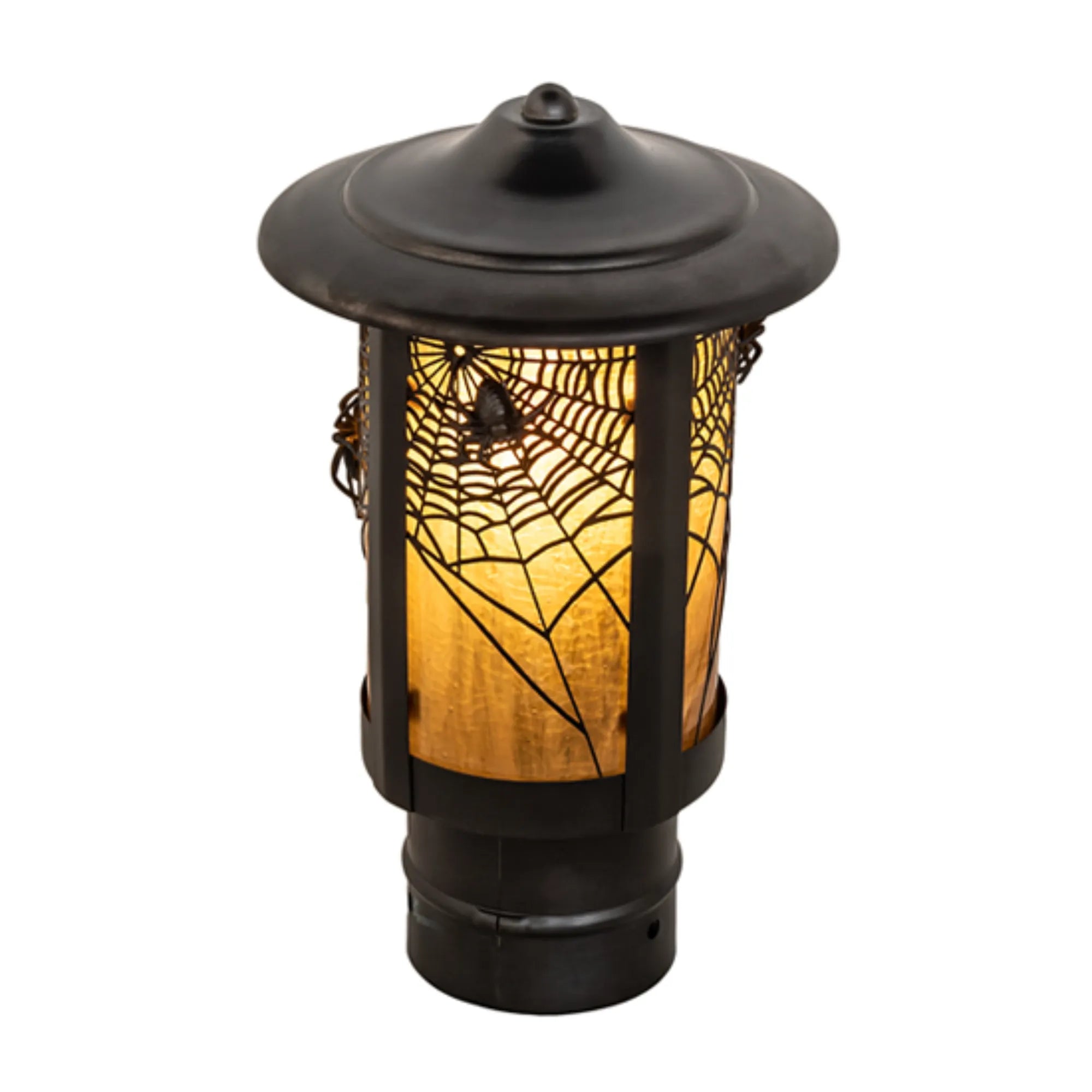 6" Wide Fulton Spider Web Post Mount – Craftsman Brown – Wet-Rated – Meyda Lighting