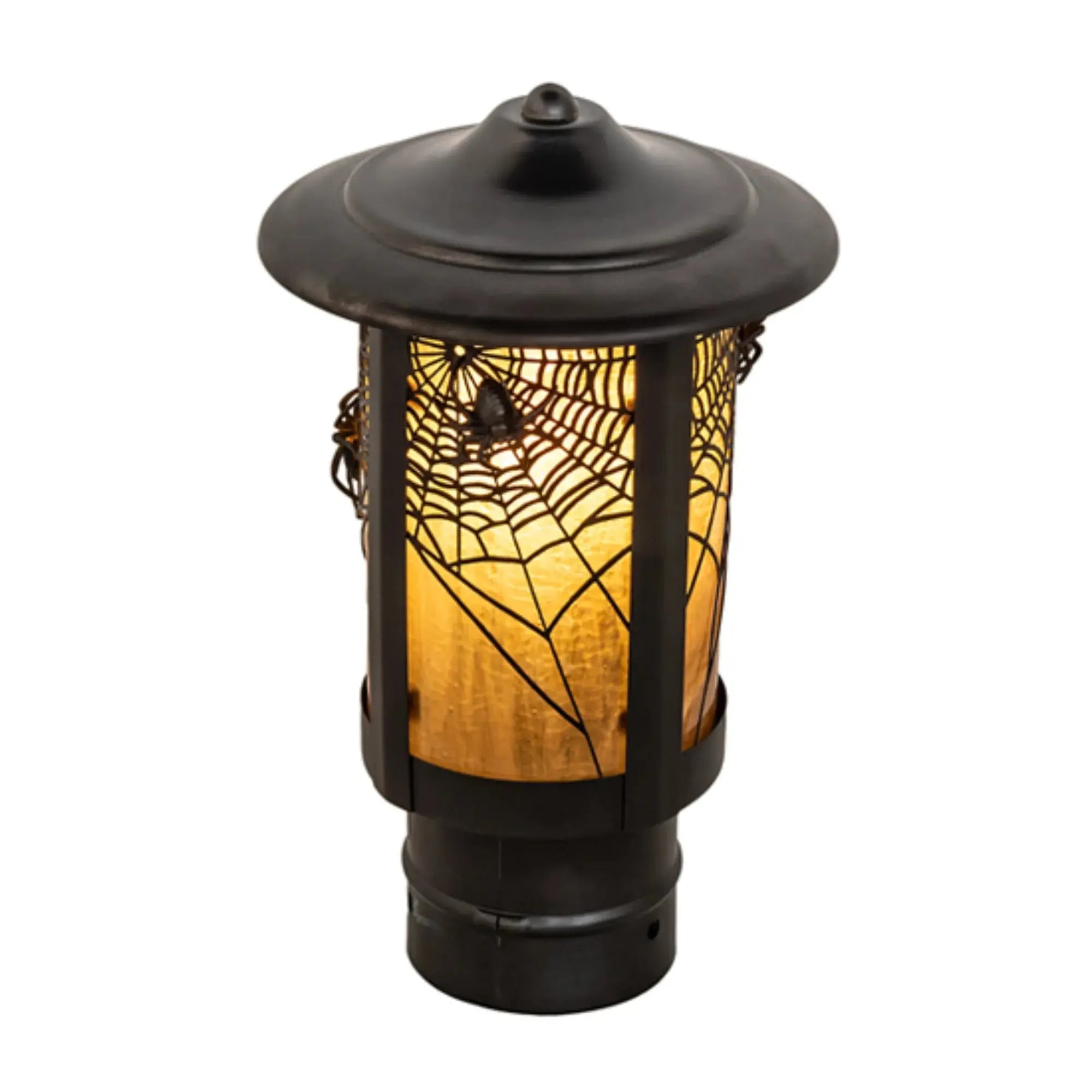 6" Wide Fulton Spider Web Post Mount – Craftsman Brown – Wet-Rated – Meyda Lighting Meyda Lighting