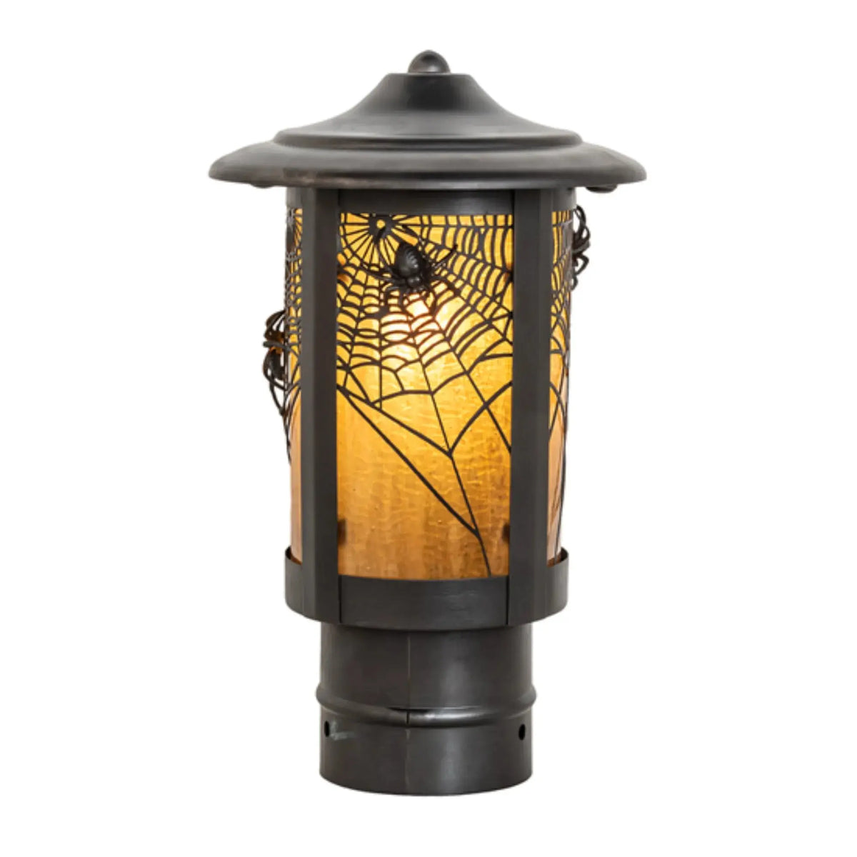 6" Wide Fulton Spider Web Post Mount – Craftsman Brown – Wet-Rated – Meyda Lighting Meyda Lighting