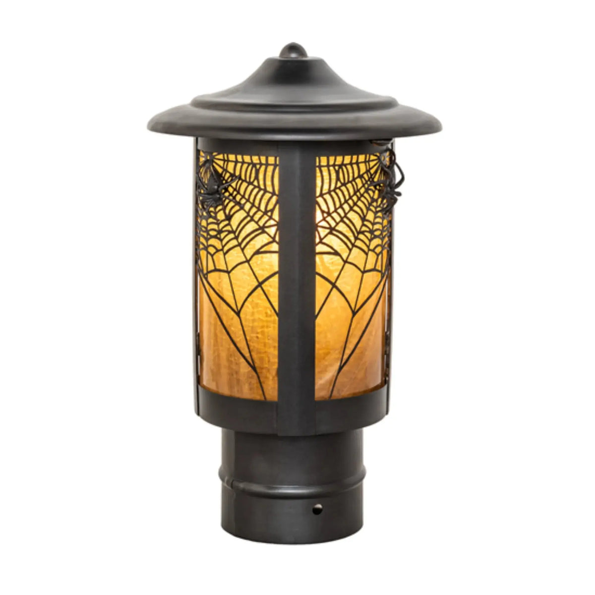 6" Wide Fulton Spider Web Post Mount – Craftsman Brown – Wet-Rated – Meyda Lighting Meyda Lighting