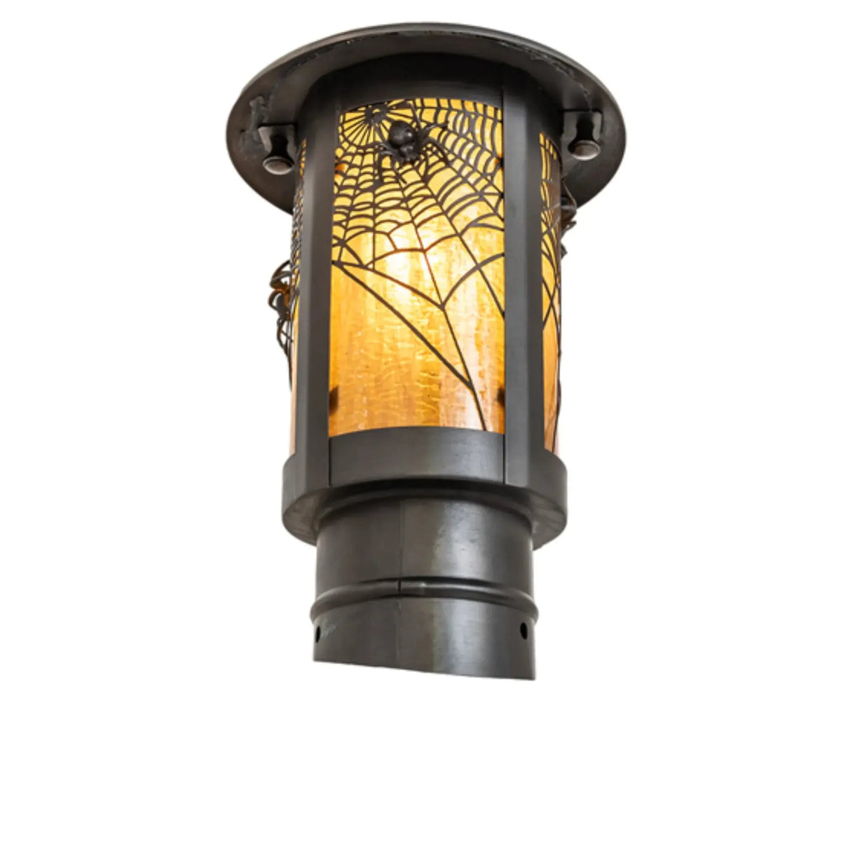 6" Wide Fulton Spider Web Post Mount – Craftsman Brown – Wet-Rated – Meyda Lighting Meyda Lighting
