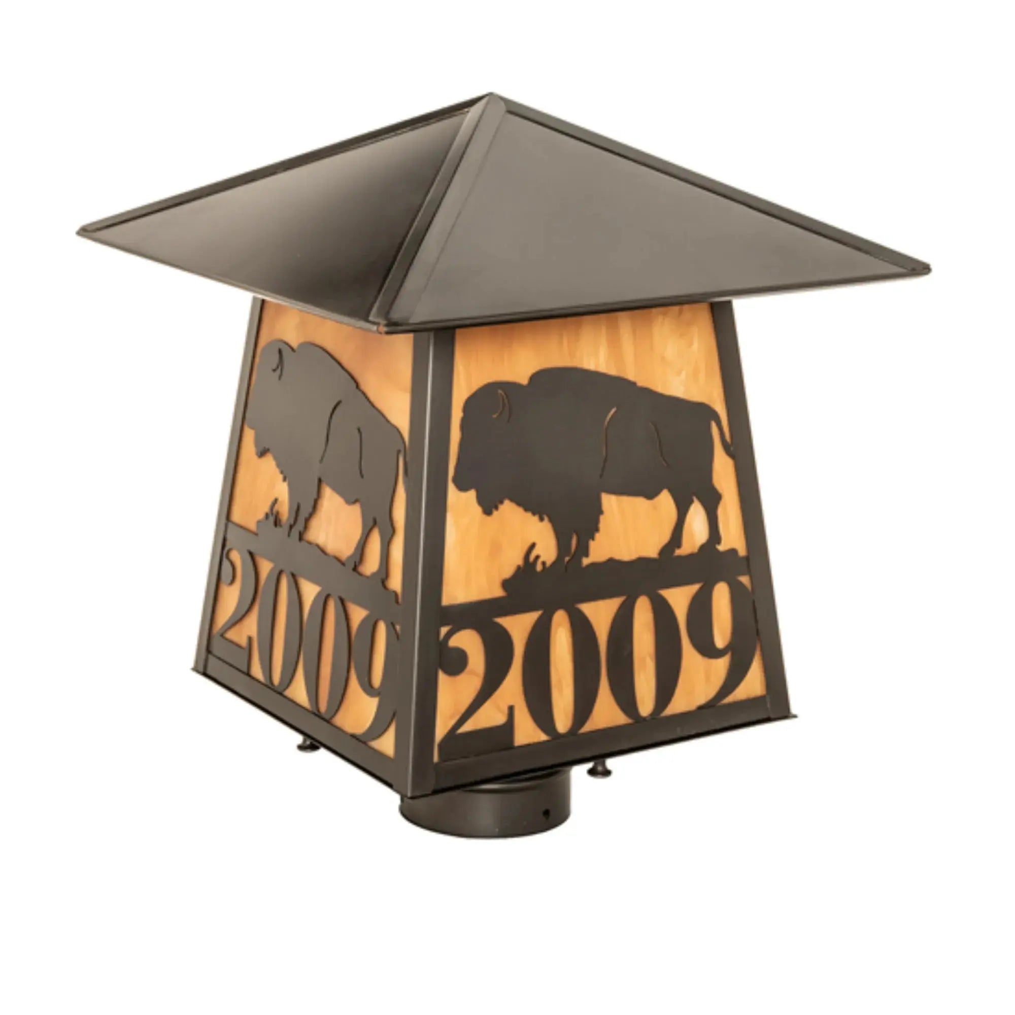 12" Square Personalized Buffalo Post Mount – Craftsman Brown – Wet-Rated – Meyda Lighting Meyda Lighting