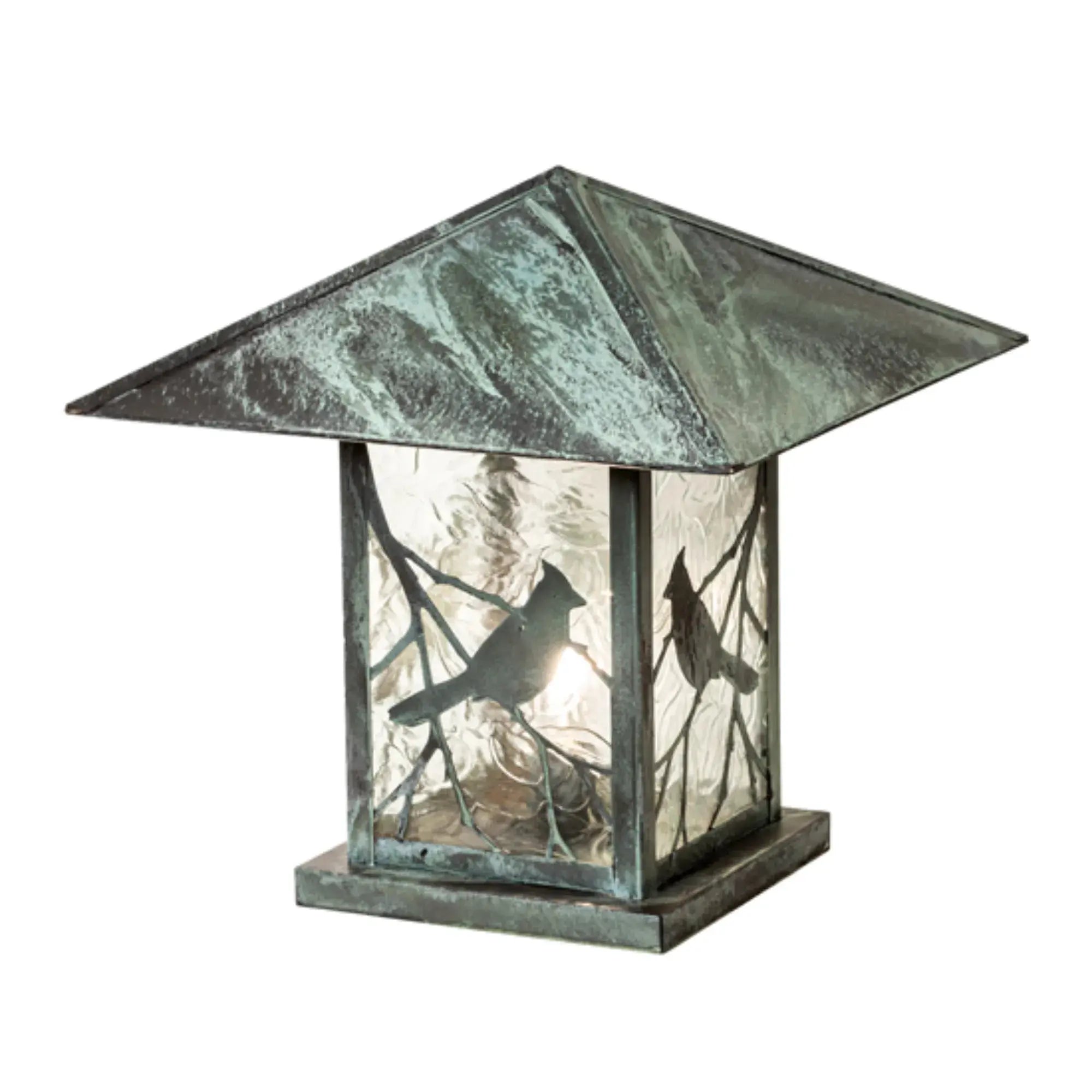 17.5" Square Seneca Song Bird Pier Mount – Verdigris – Clear Leaf – Wet-Rated – Meyda Lighting Meyda Lighting