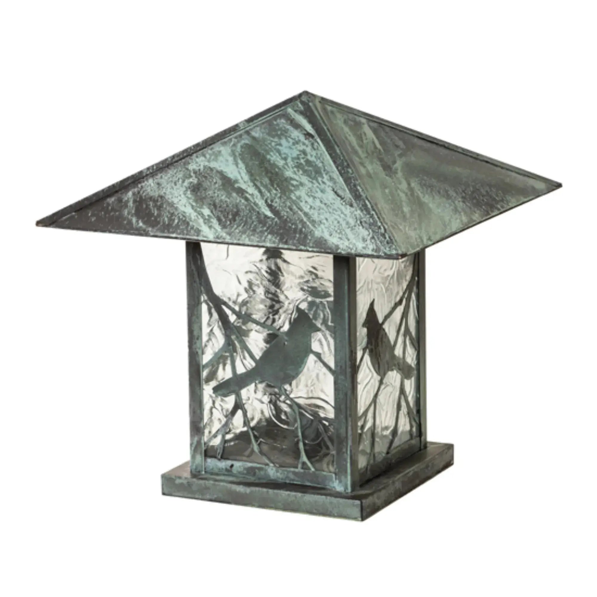 17.5" Square Seneca Song Bird Pier Mount – Verdigris – Clear Leaf – Wet-Rated – Meyda Lighting Meyda Lighting