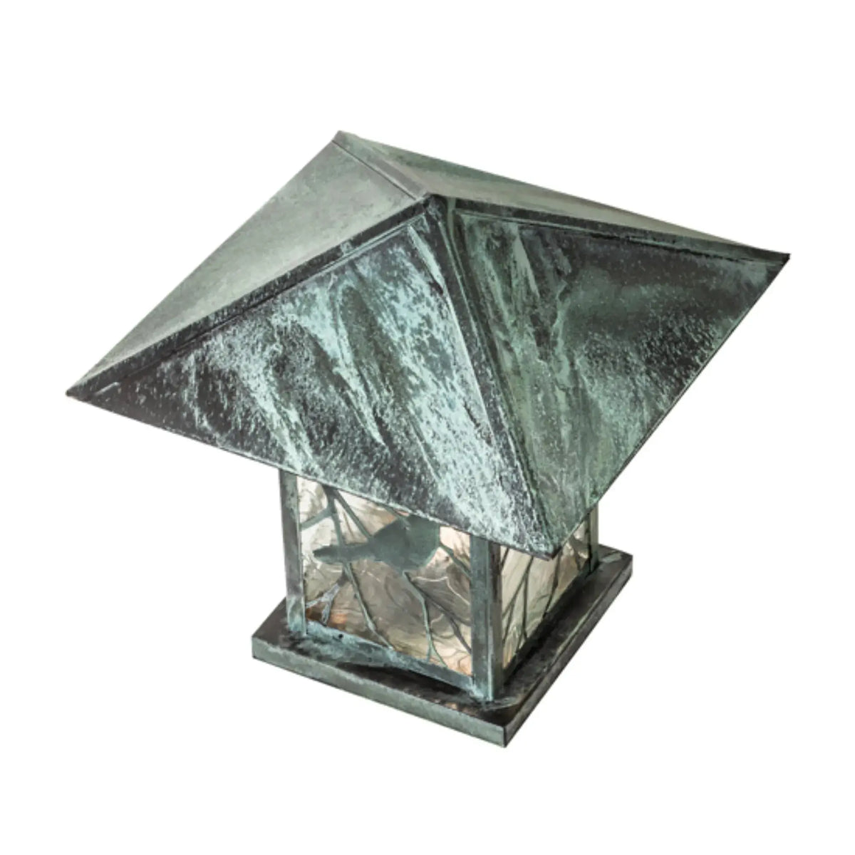 17.5" Square Seneca Song Bird Pier Mount – Verdigris – Clear Leaf – Wet-Rated – Meyda Lighting Meyda Lighting
