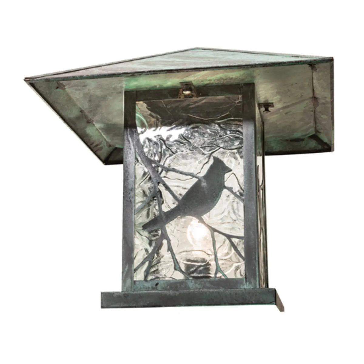 17.5" Square Seneca Song Bird Pier Mount – Verdigris – Clear Leaf – Wet-Rated – Meyda Lighting Meyda Lighting