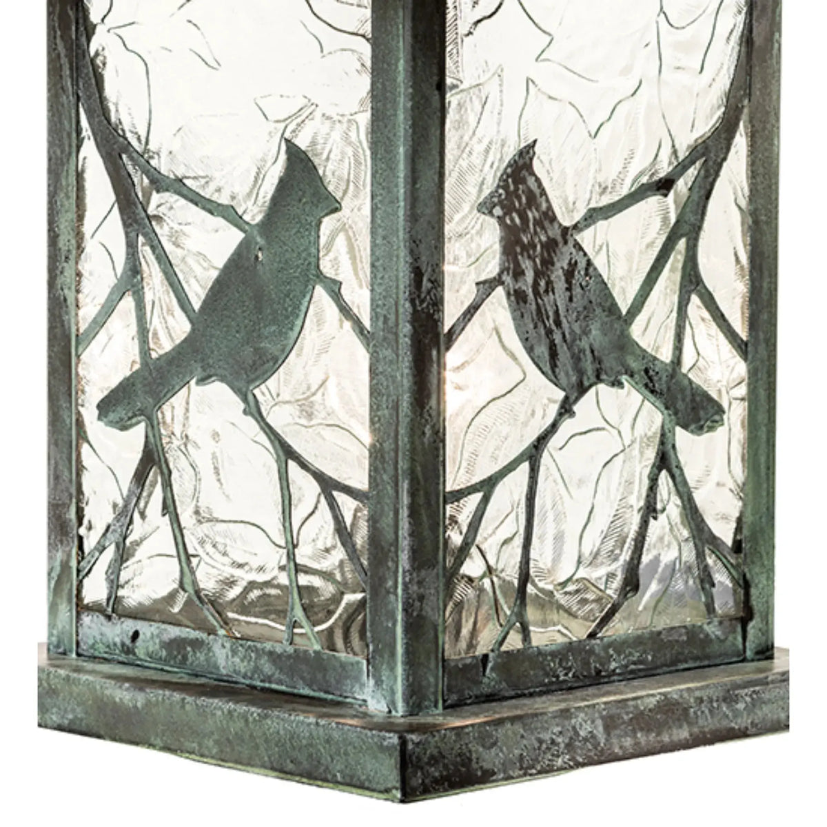 17.5" Square Seneca Song Bird Pier Mount – Verdigris – Clear Leaf – Wet-Rated – Meyda Lighting Meyda Lighting