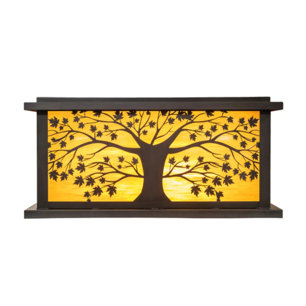 34" Square Maple Tree Pier Mount – Craftsman Brown – Honey Art Glass – Wet-Rated – Meyda Lighting Meyda Lighting
